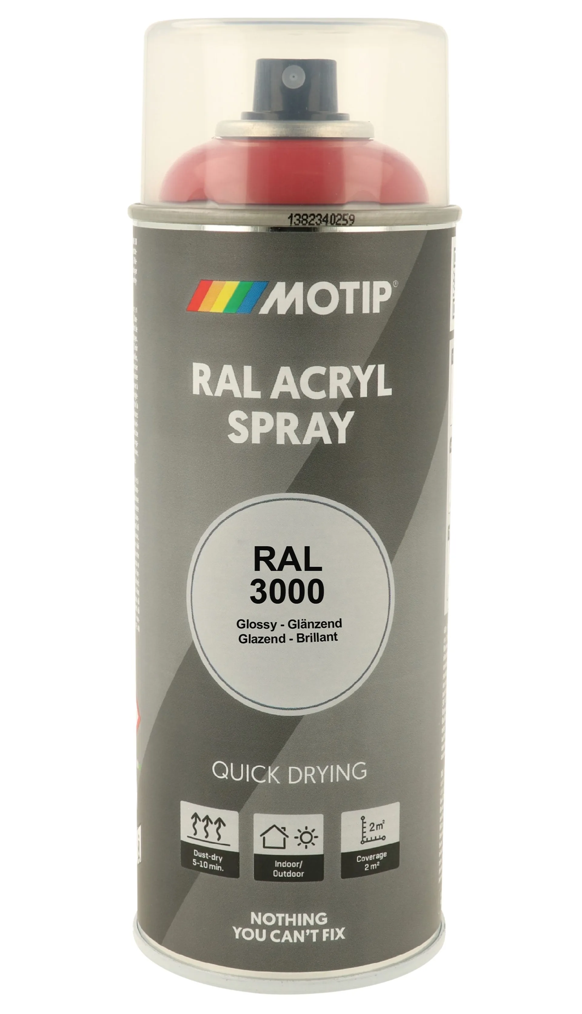 MoTip - Peinture industrielle RAL 3000 rouge brillant 400 ml, rouge Aebi