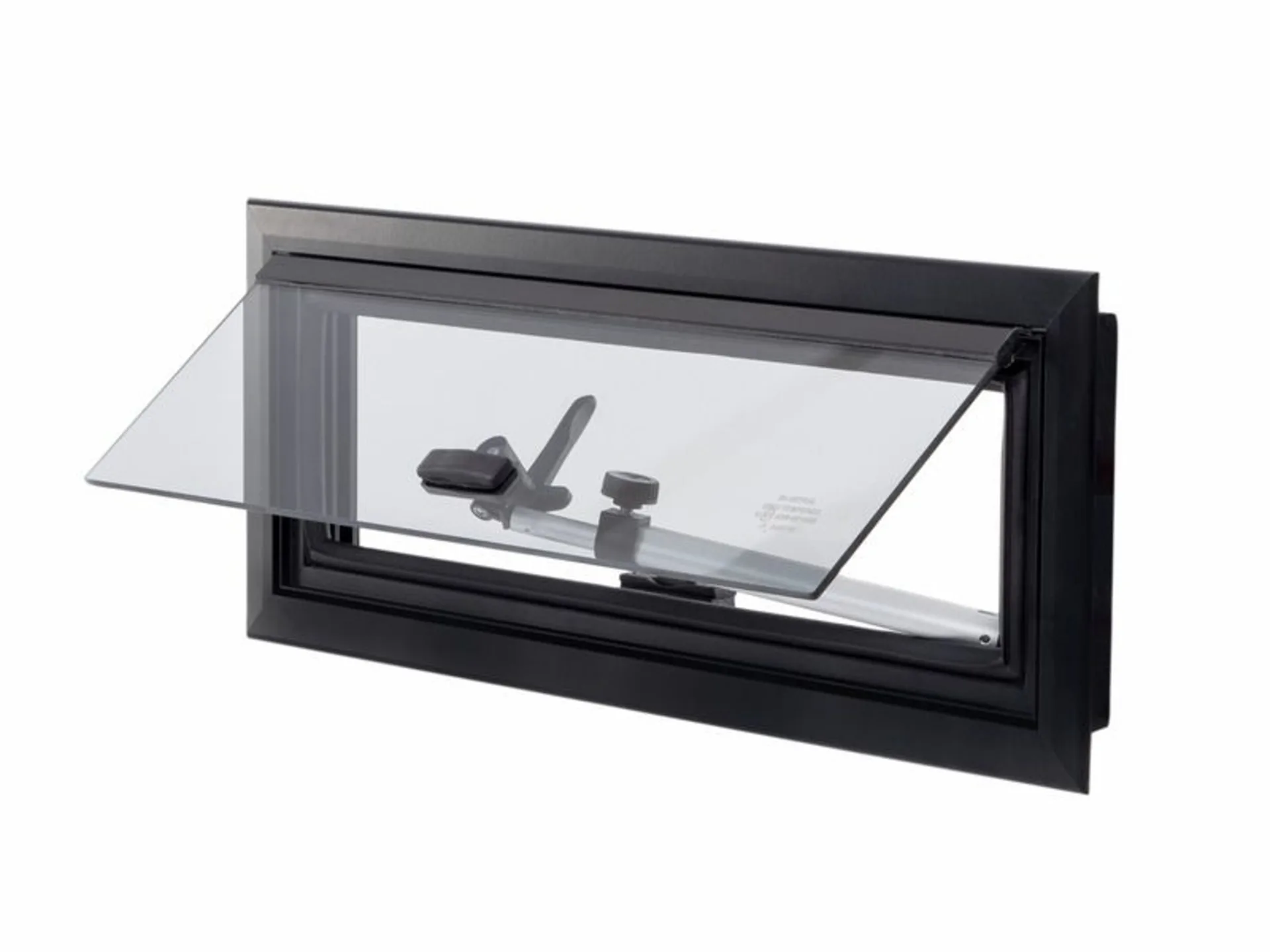 Aluminium Ausstellfenster für Hochdächer mit Echtglas - 460 x 160 mm