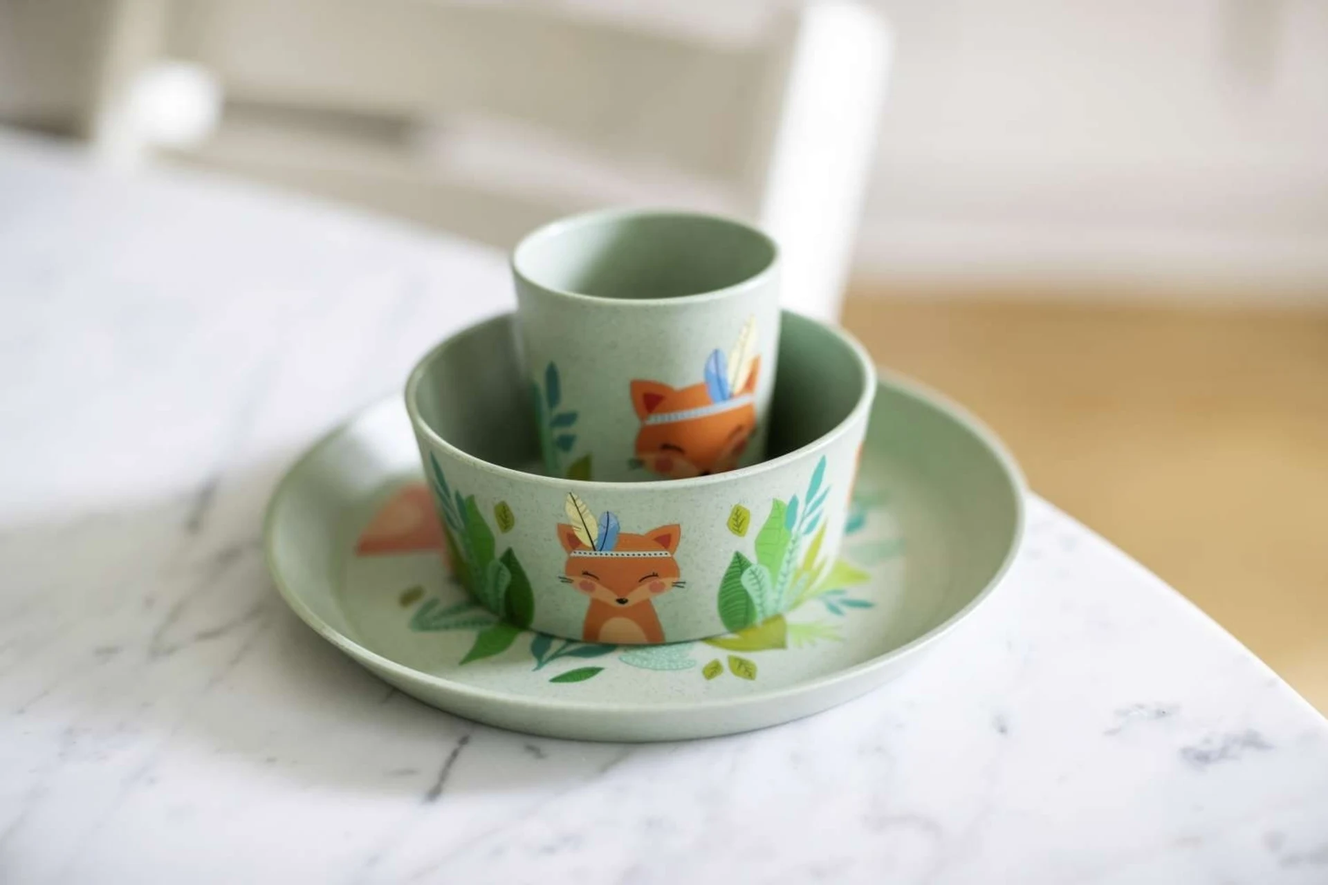 Koziol Organic Kids Set Kindergeschirr Set 3-tlg. Green