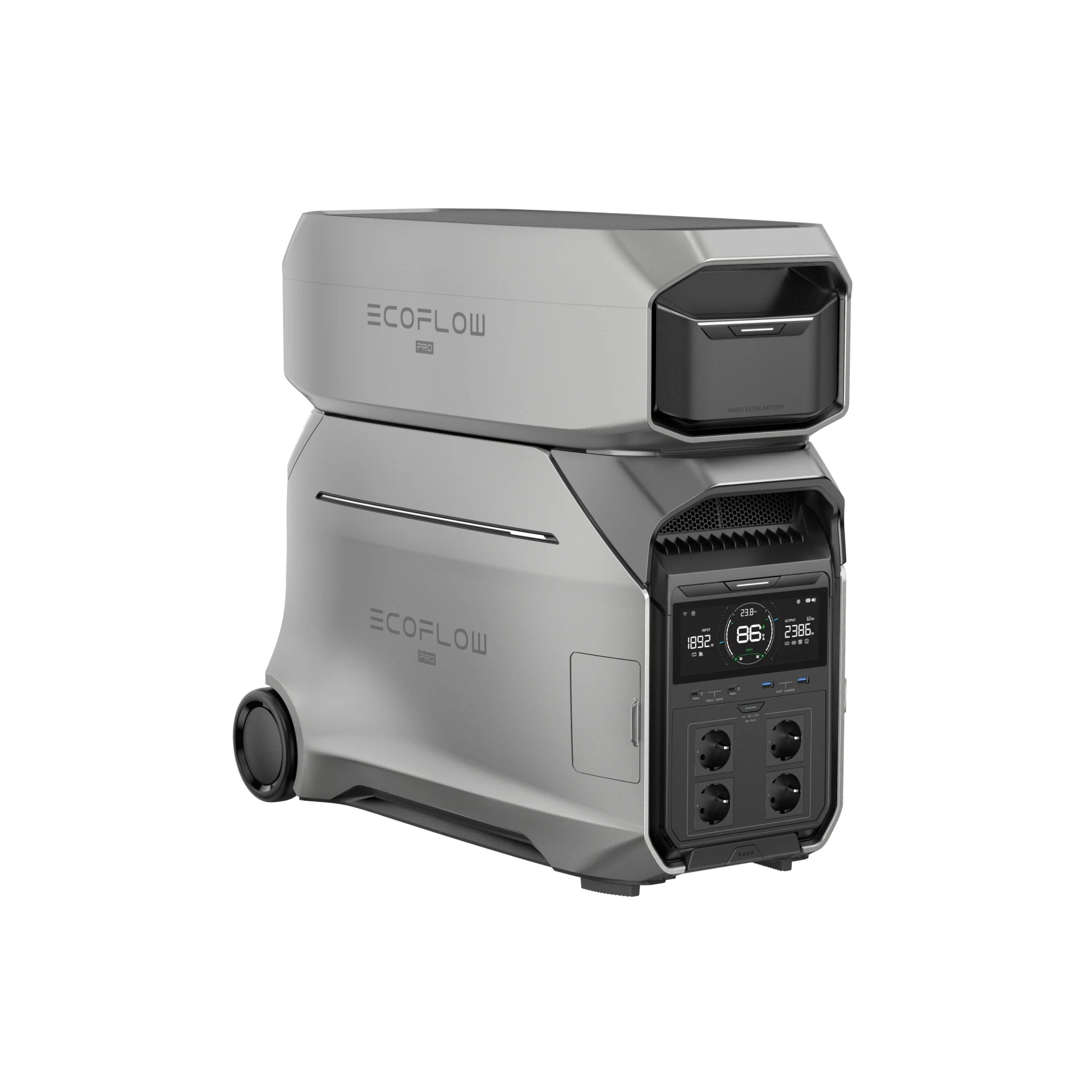 Ensemble EcoFlow Power Station Delta Pro 3 et batterie d'extension avec prise UE. Boîtier d'alimentation portable avec onduleur sinusoïdal intégré de 4 000 W et onduleur de secours (UPS) de 10 ms Ensemble EcoFlow Power Station Delta Pro 3 et batterie d'extension avec prise UE. Boîtier d'alimentation portable avec onduleur sinusoïdal intégré de 4 000 W et onduleur de secours (UPS) de 10 ms