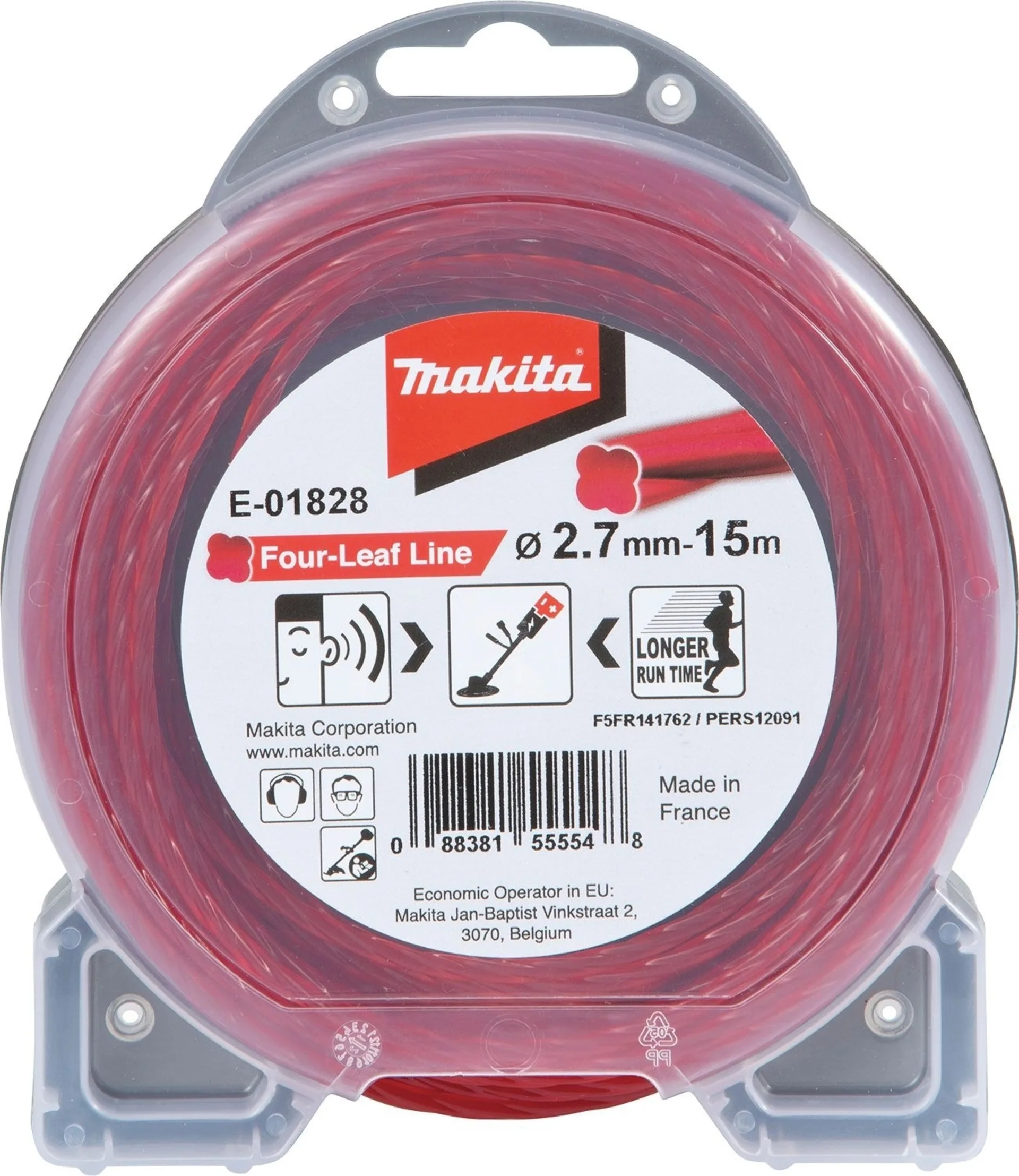 Makita E-01828 Fil de coupe Four Leaf pour coupe-herbes 2,7 mm x 15 m