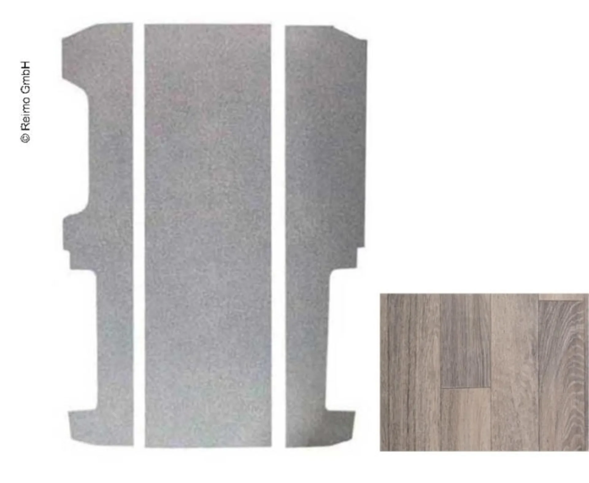 Panneau de sol WW T6/T5 KR V3000 en 3 parties, 826 mm, décor « plancher de bateau », gamme d'entrée de gamme VW.