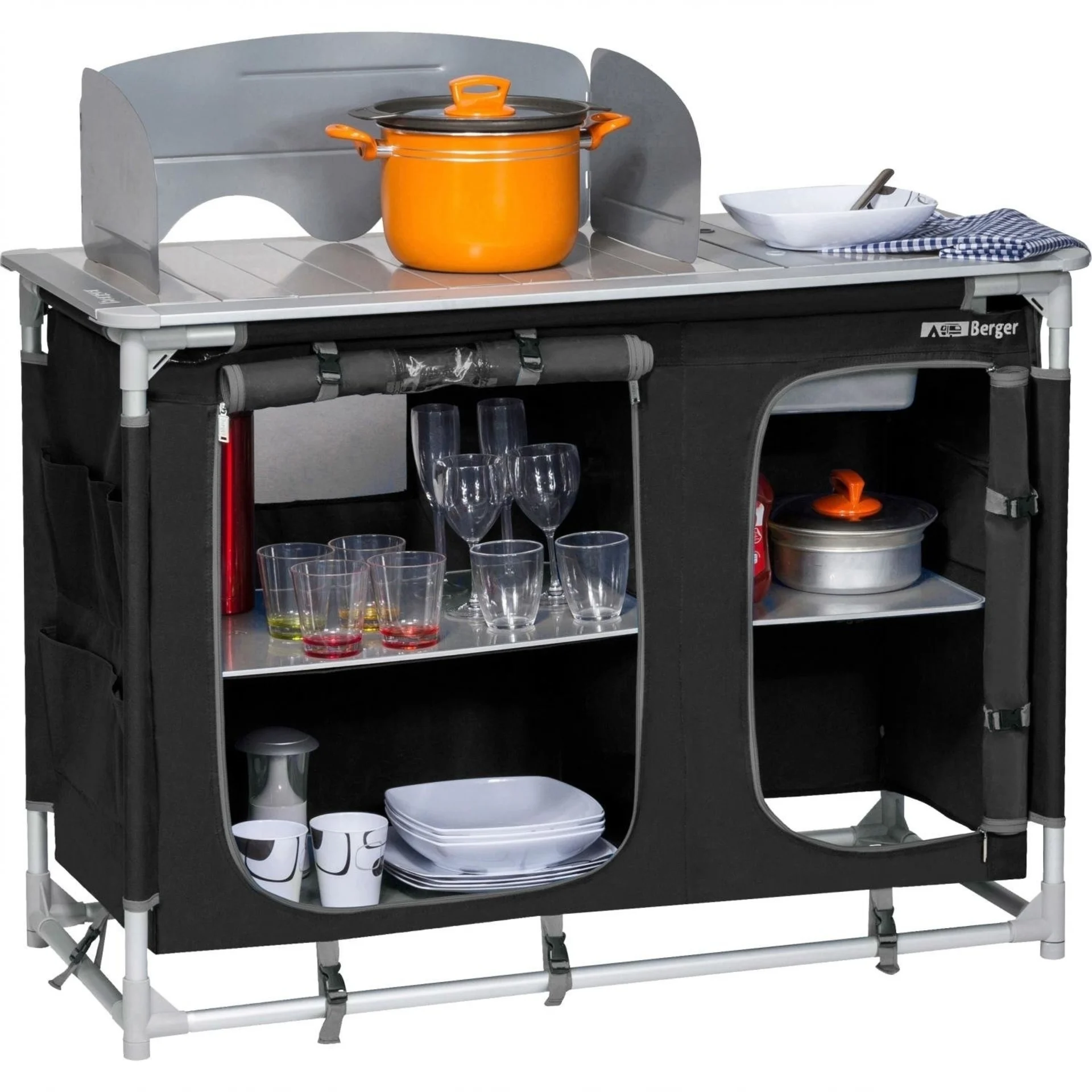 Berger Cuisine de camping avec évier noir Berger Cuisine de camping avec évier noir