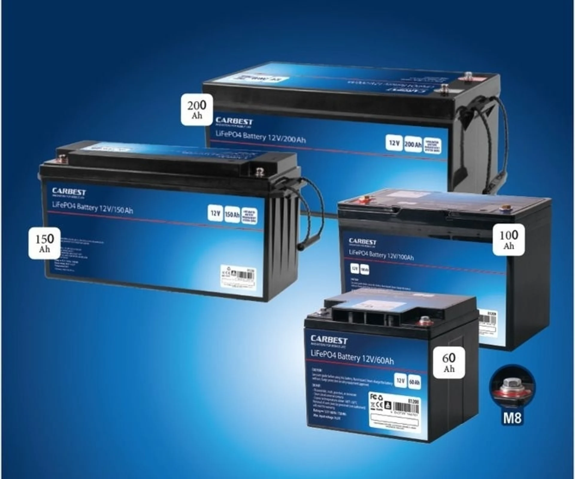 Carbest Lithium-Eisen-Phosphat Batterie 12V 60Ah