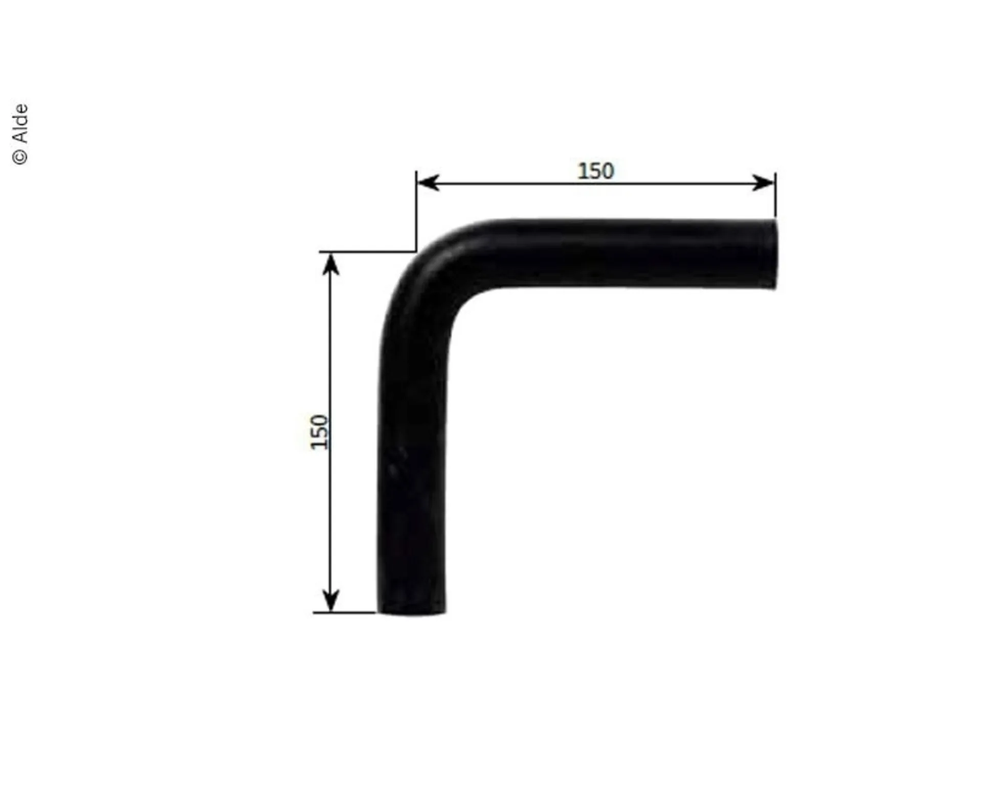 Cornière en caoutchouc avec colliers de serrage en bande 150x150mm, épaisseur 21.4mm