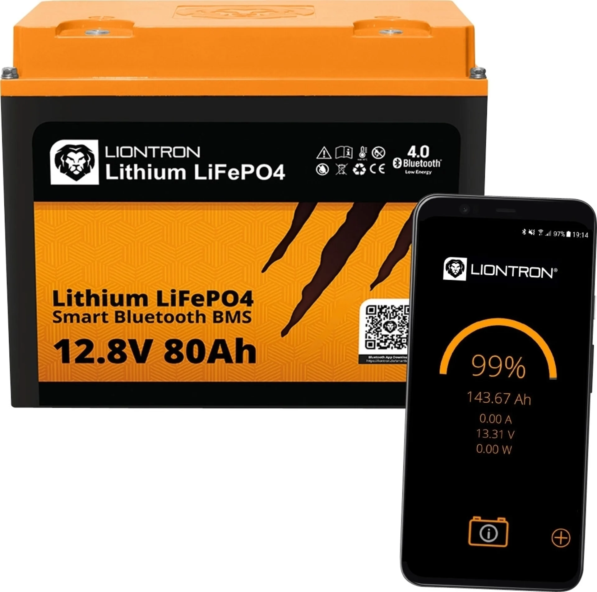 Liontron LiFePO4 Smart Bluetooth BMS Batterie au lithium 12,8 V / 80 Ah
