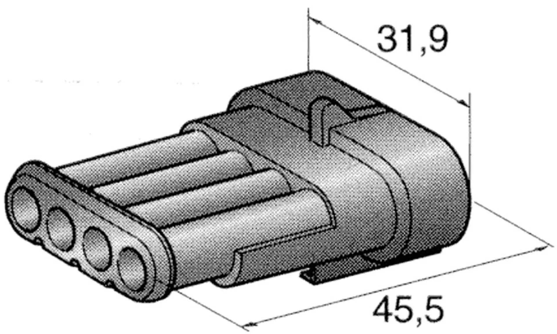 Boîtier de connecteur SUPERSEAL 1.5, 4 pôles Boîtier de connecteur SUPERSEAL 1.5, 4 pôles