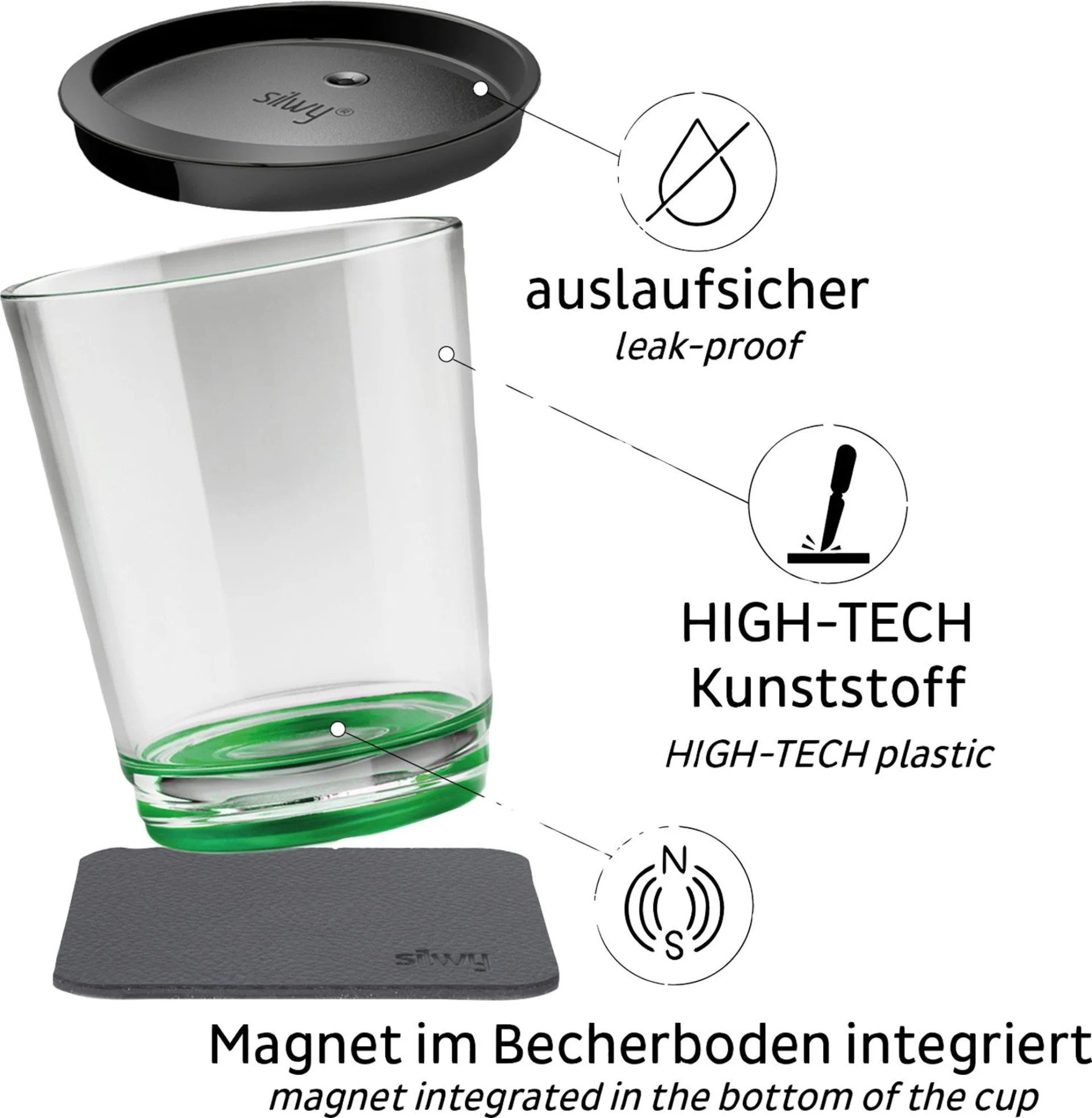 silwy® Magnet-Trinkbecher Triple - Sour Green (250 ml)