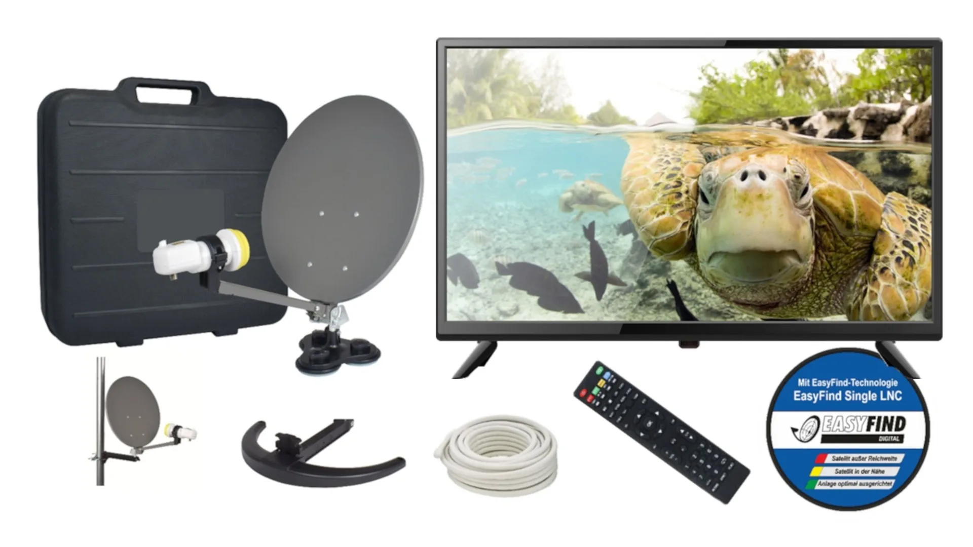 EasyFind 19" Travel TV Système satellite de camping Système satellite 19 " LED TV CD07 inclus