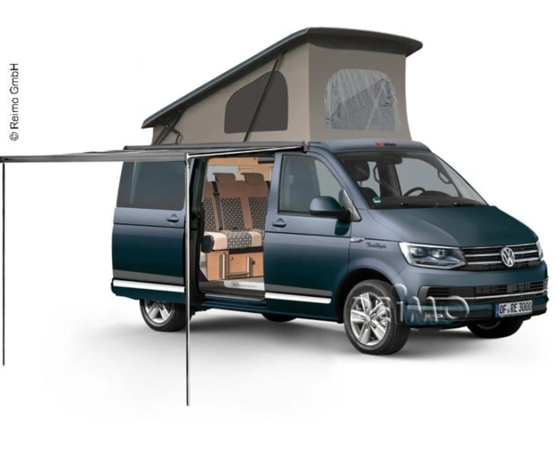 Store Thule pour VW T5/T6 avec adaptateur Multirail et store amovible pour empattement long, boîtier anthracite