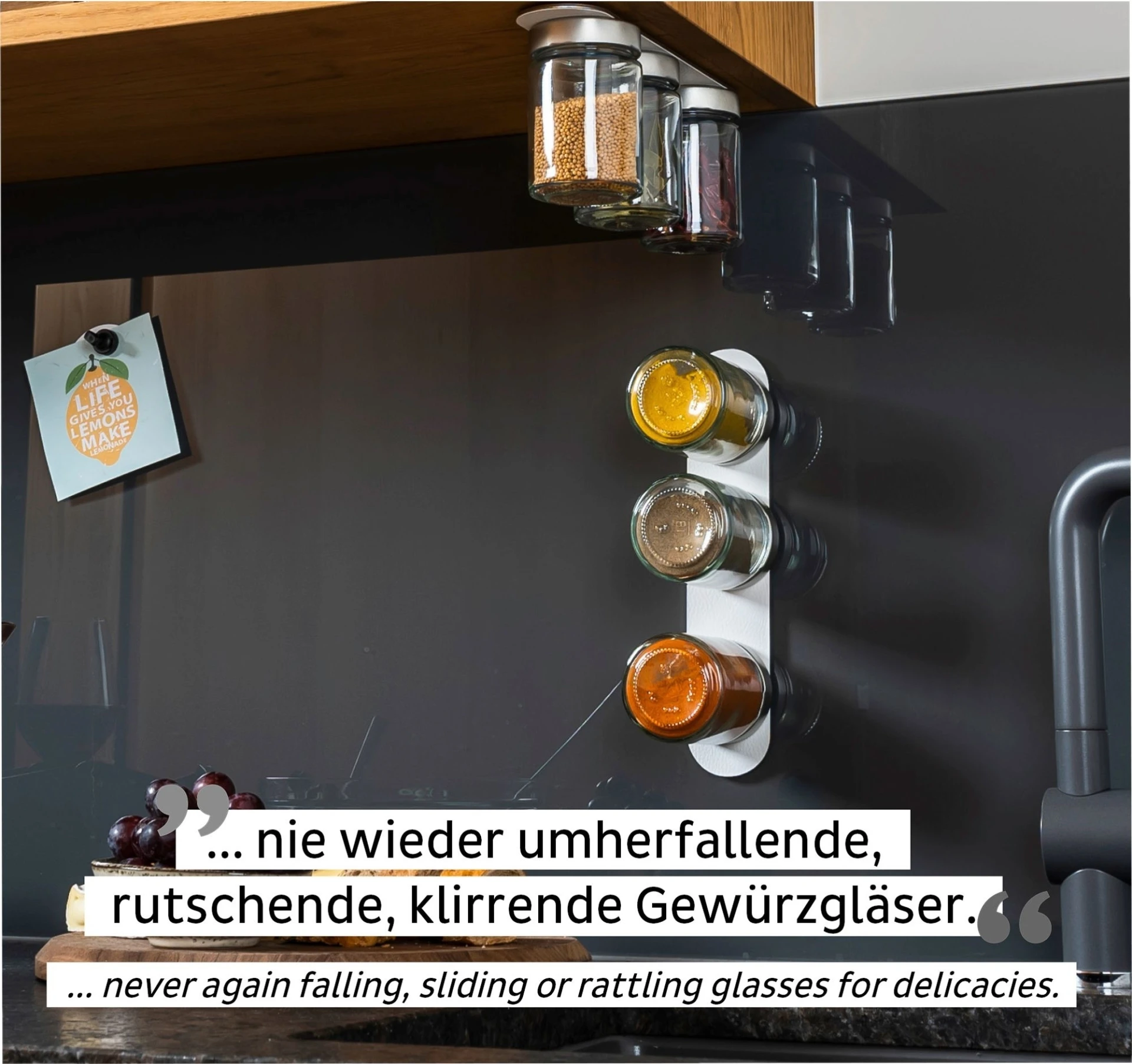 silwy® Feinkost-Magnetgläser 3er-Set White Classy inkl. Metallleiste (192 ml)