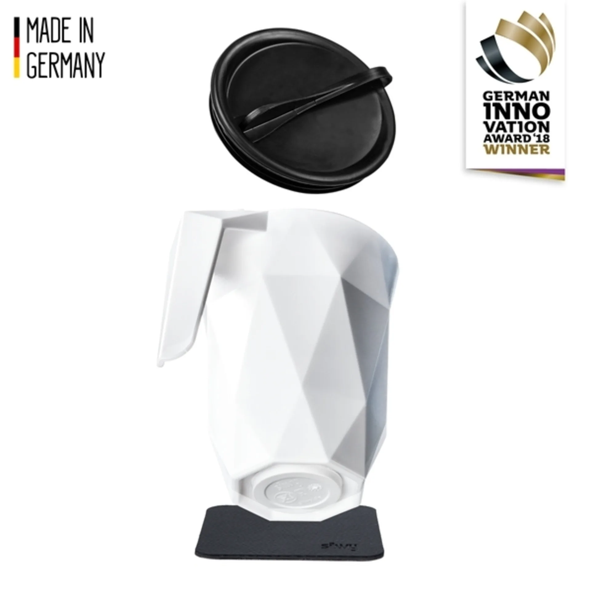 Kunststoff Henkel-Tasse TO GO mit Deckel und Nano-Gel-Pad, 0.3l, schwarz Kunststoff Henkel-Tasse TO GO mit Deckel und Nano-Gel-Pad, 0.3l, schwarz