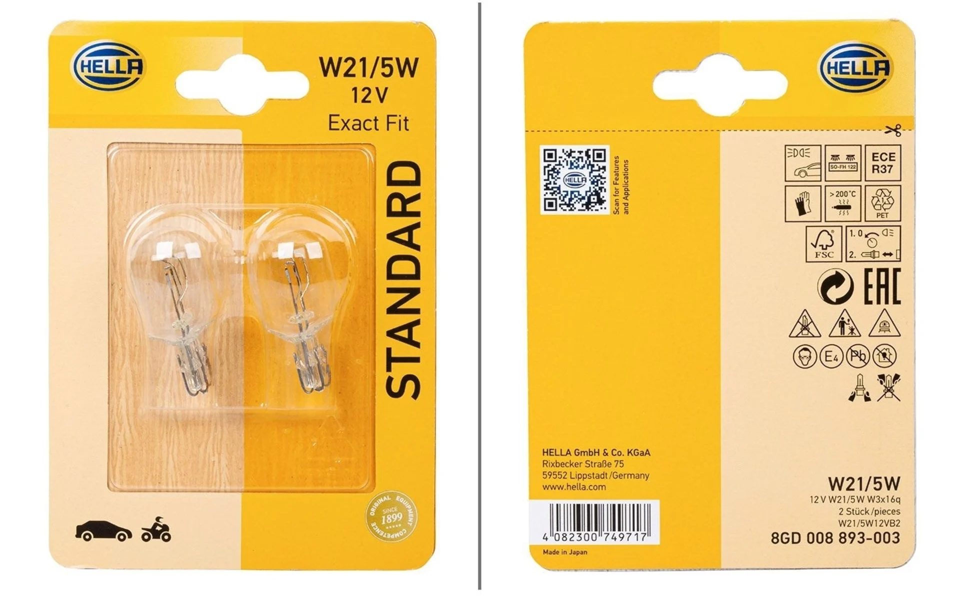 Hella W3x16q W21/5W Standard Glühlampe Positions-