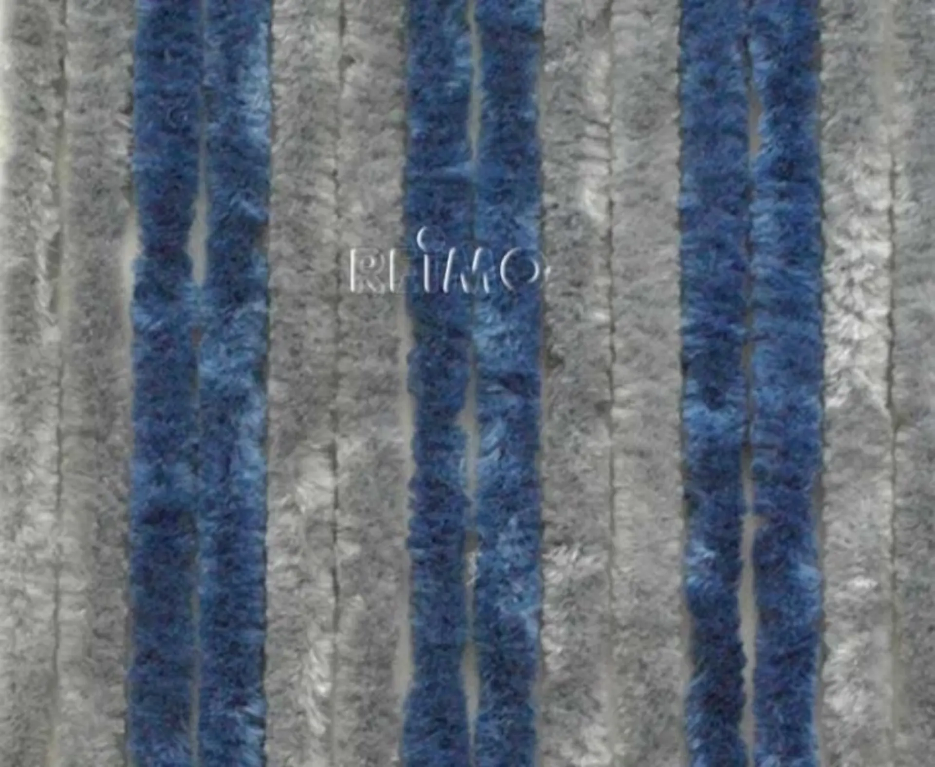 Chenille Flauschvorhang für Caravantüren, grau/dunkelblau, 56 x 185 cm - Insektenschutz