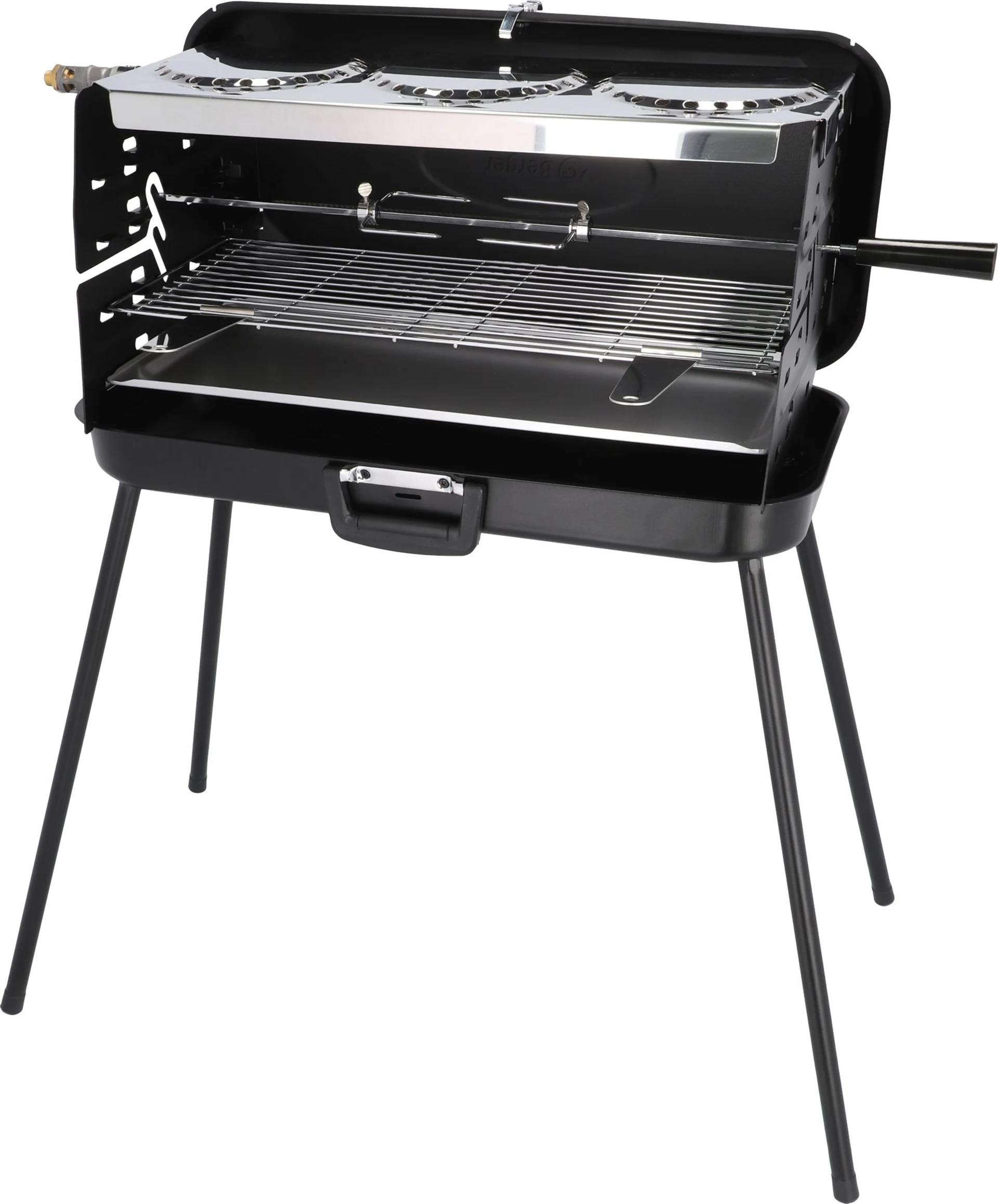 Berger 3-Flammen Koffergasgrill Schwarz 30 mbar