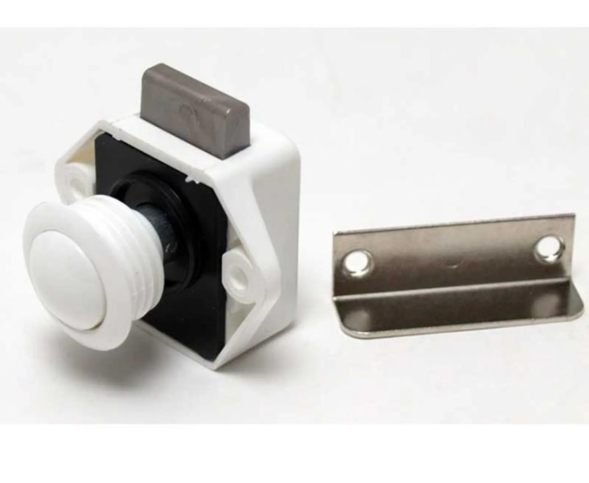Serrure de meuble Mini Push Lock en blanc - kit complet