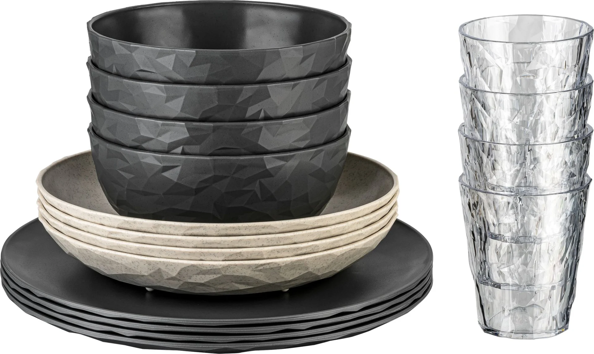 Koziol Göteborg Geschirr-Set 16-tlg. nature ash grey für 4 Personen