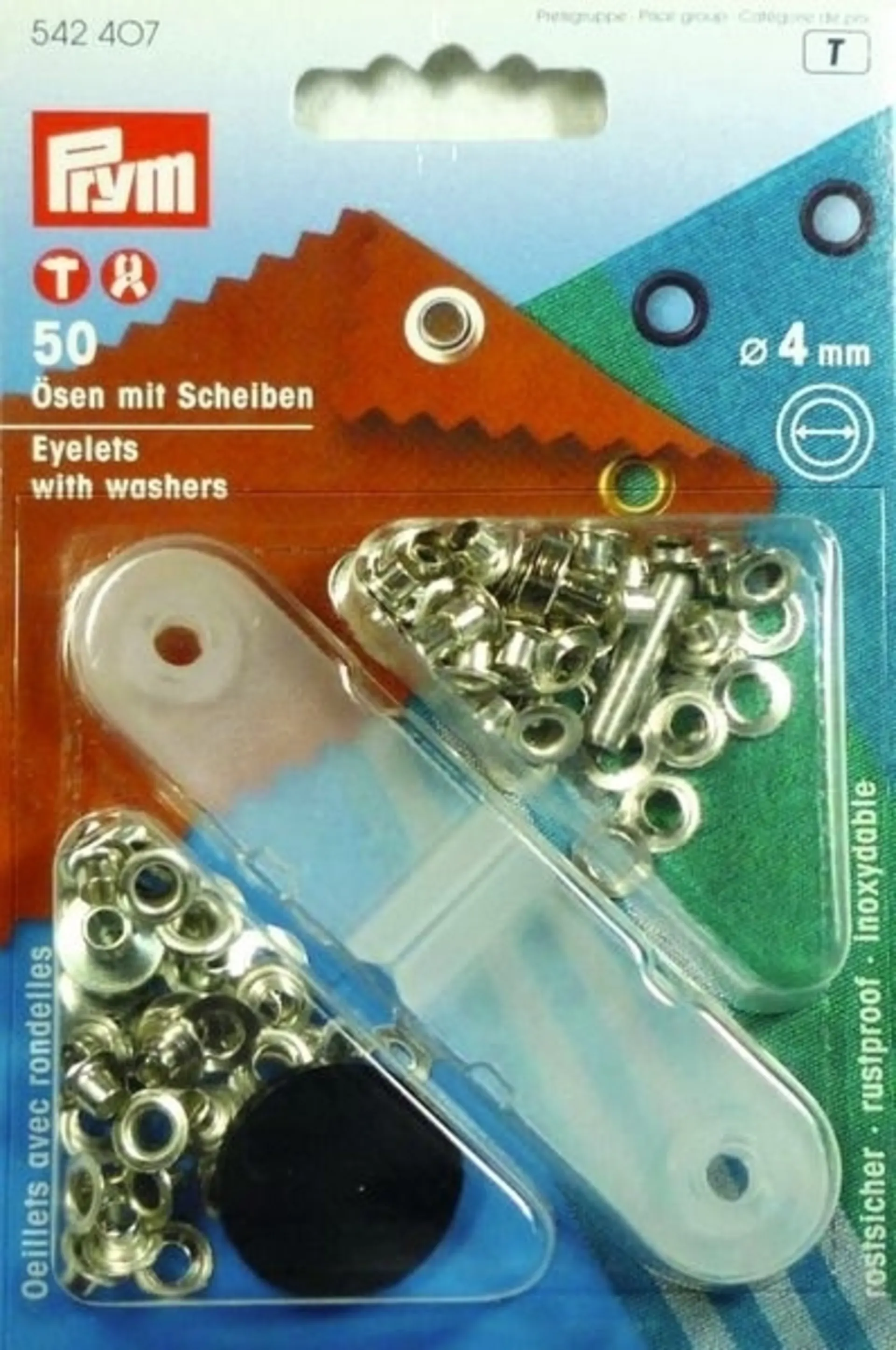 Ösen mit Scheiben aus Messing - 50 Stück, 4mm