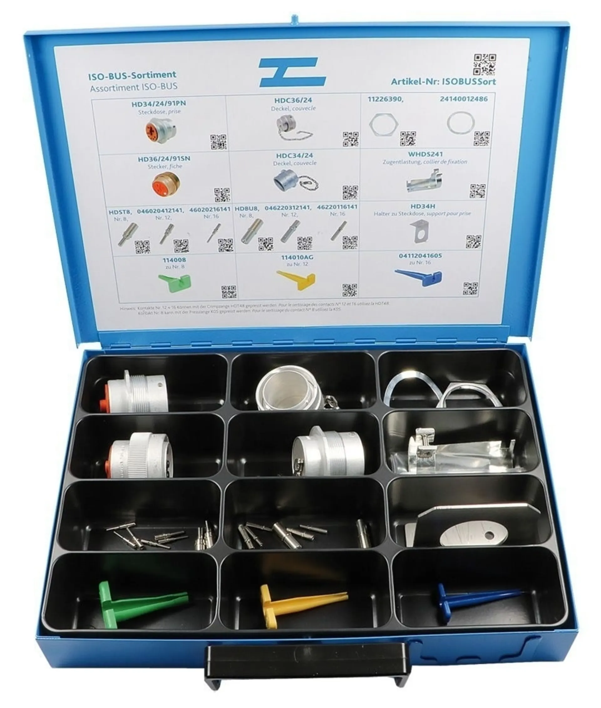 ISO-Bus-Sortiment mit „Deutsch“-Stecker mit Stecker, Dose, Halter, Pins und Ausstossw.