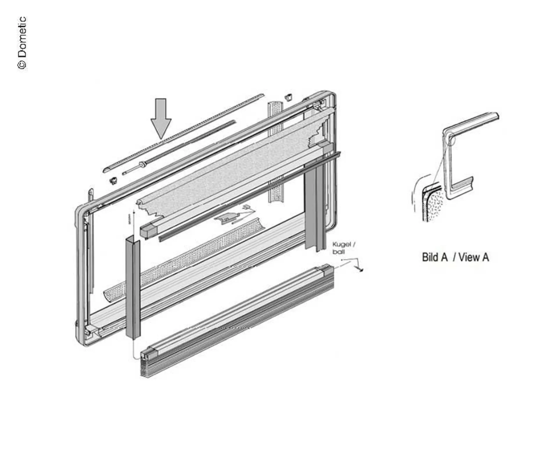 Lüftungsprofile für Innenrahmen S5 in Creme (900x500mm)