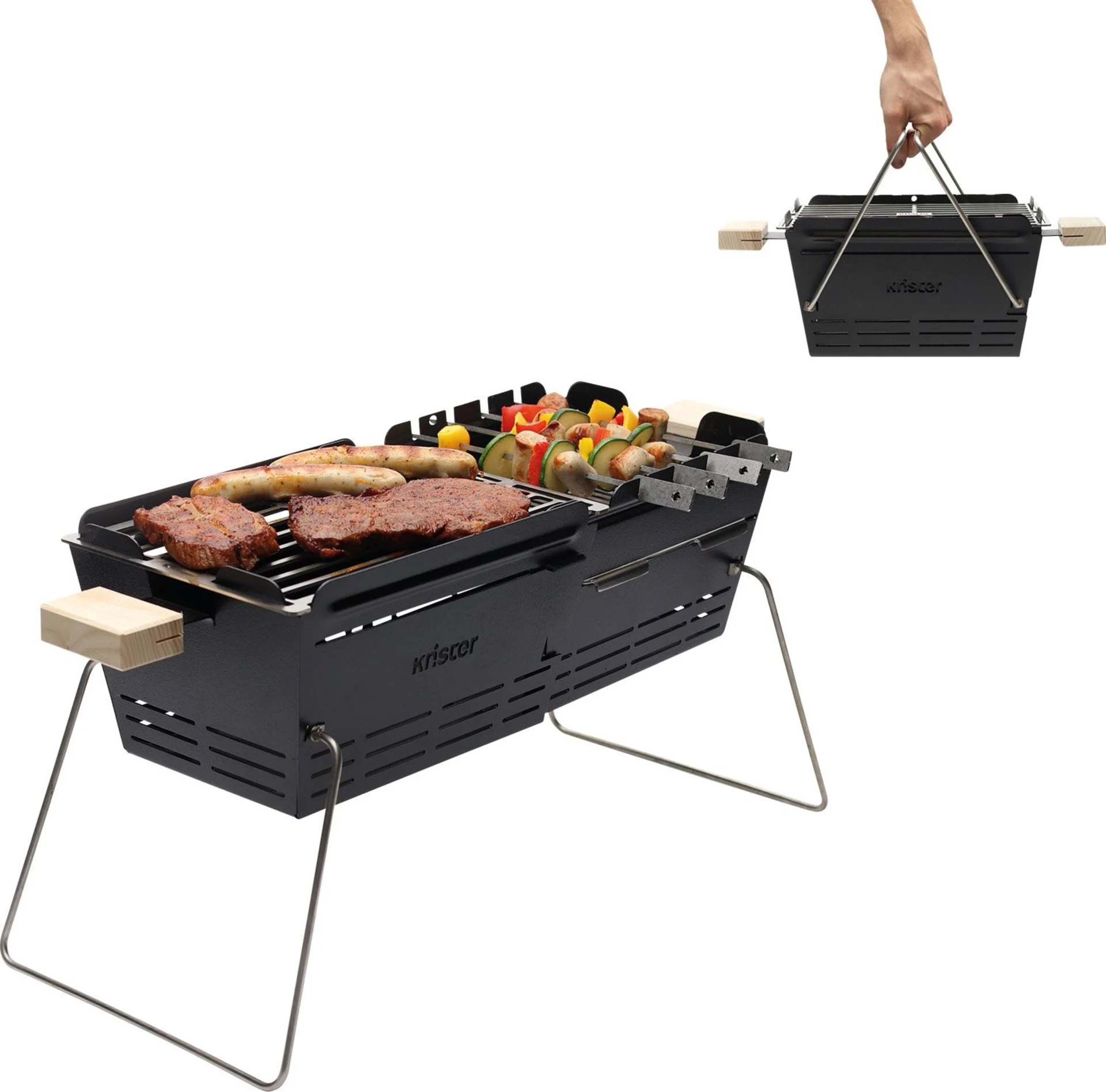 Set de barbecue Knister Original, charbon de bois extensible