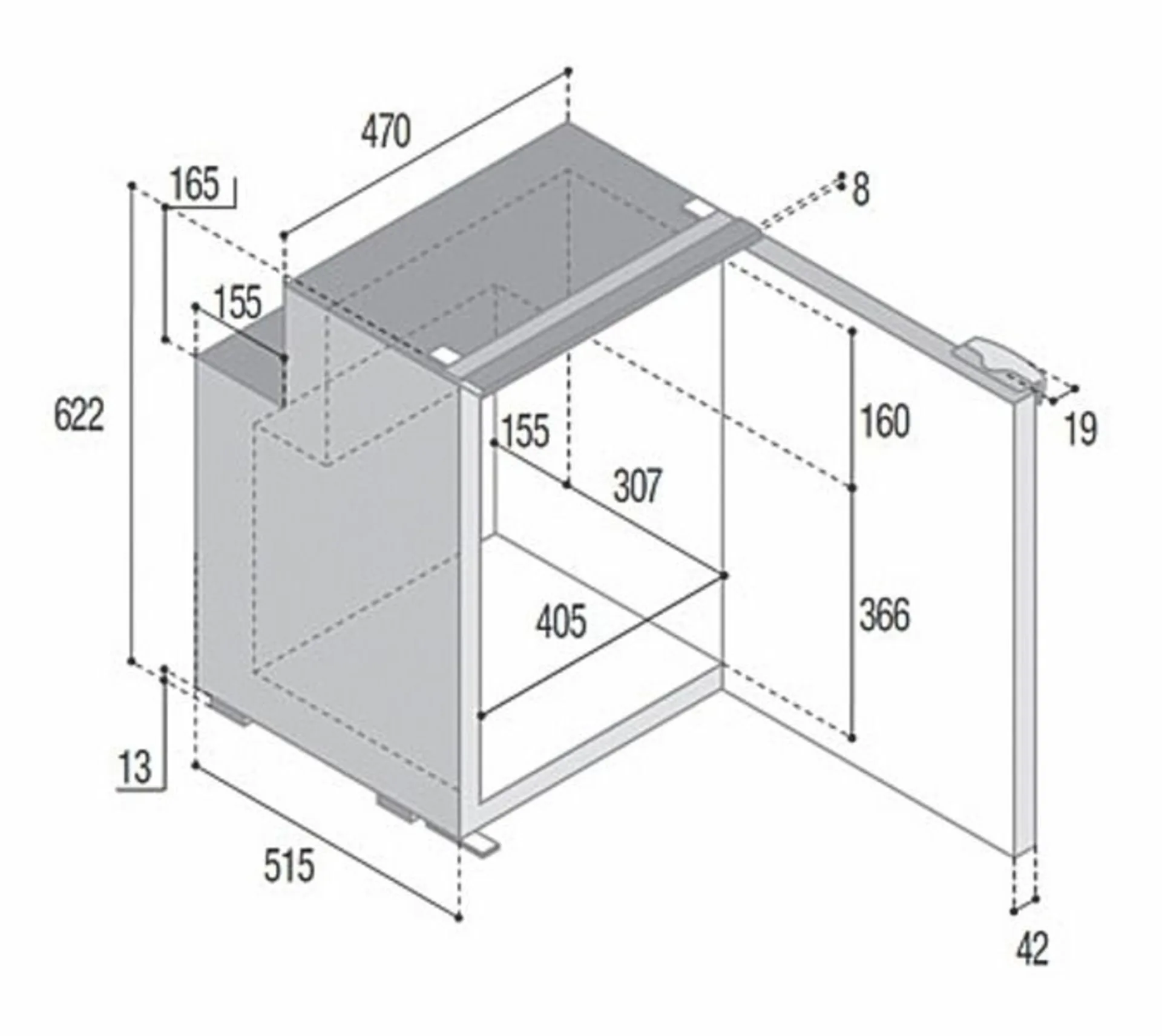 Vitrifrigo C90i Kompressor-Kühlschrank - Grau, 90 Liter mit Airlock-System