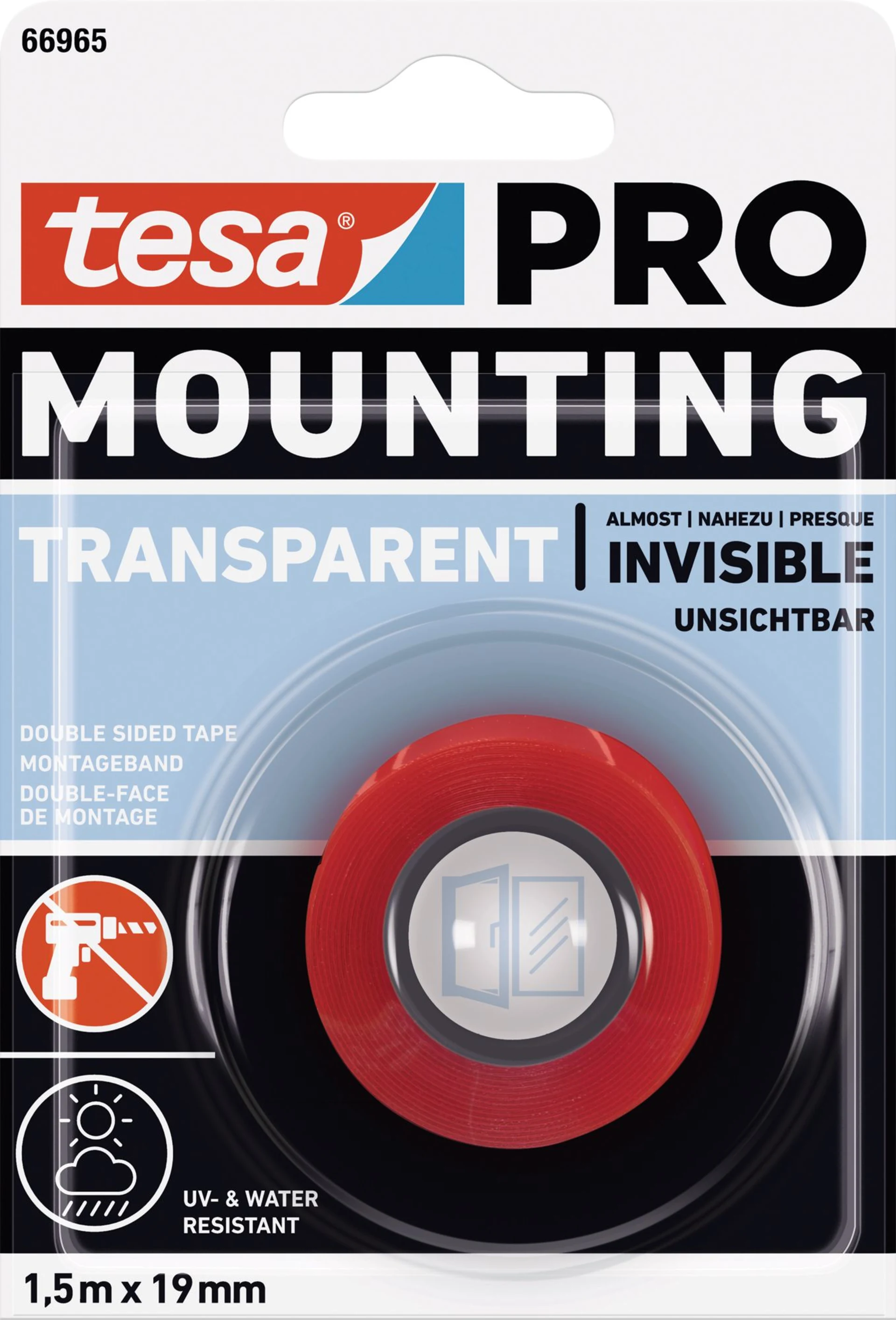 Tesa Mounting PRO Transparent Industrieklebeband 19 mm 1,5 m