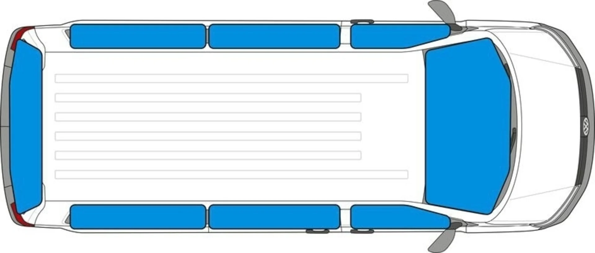 Thermomatten-Set für VW T5/6 KR Heckklappe ab 2003, 8-teilig, 9-lagig mit Komfort - Thermomatten-Set