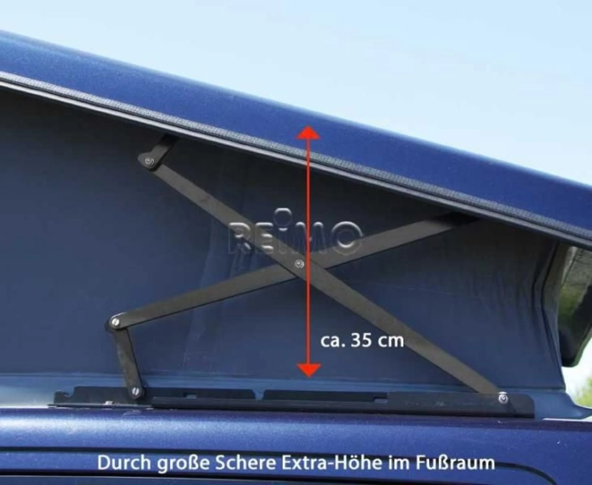 Schlafdach für VW T5/T6/T6.1 Transporter mit Gurtverschluss und langer Radstand - hinten hoch
