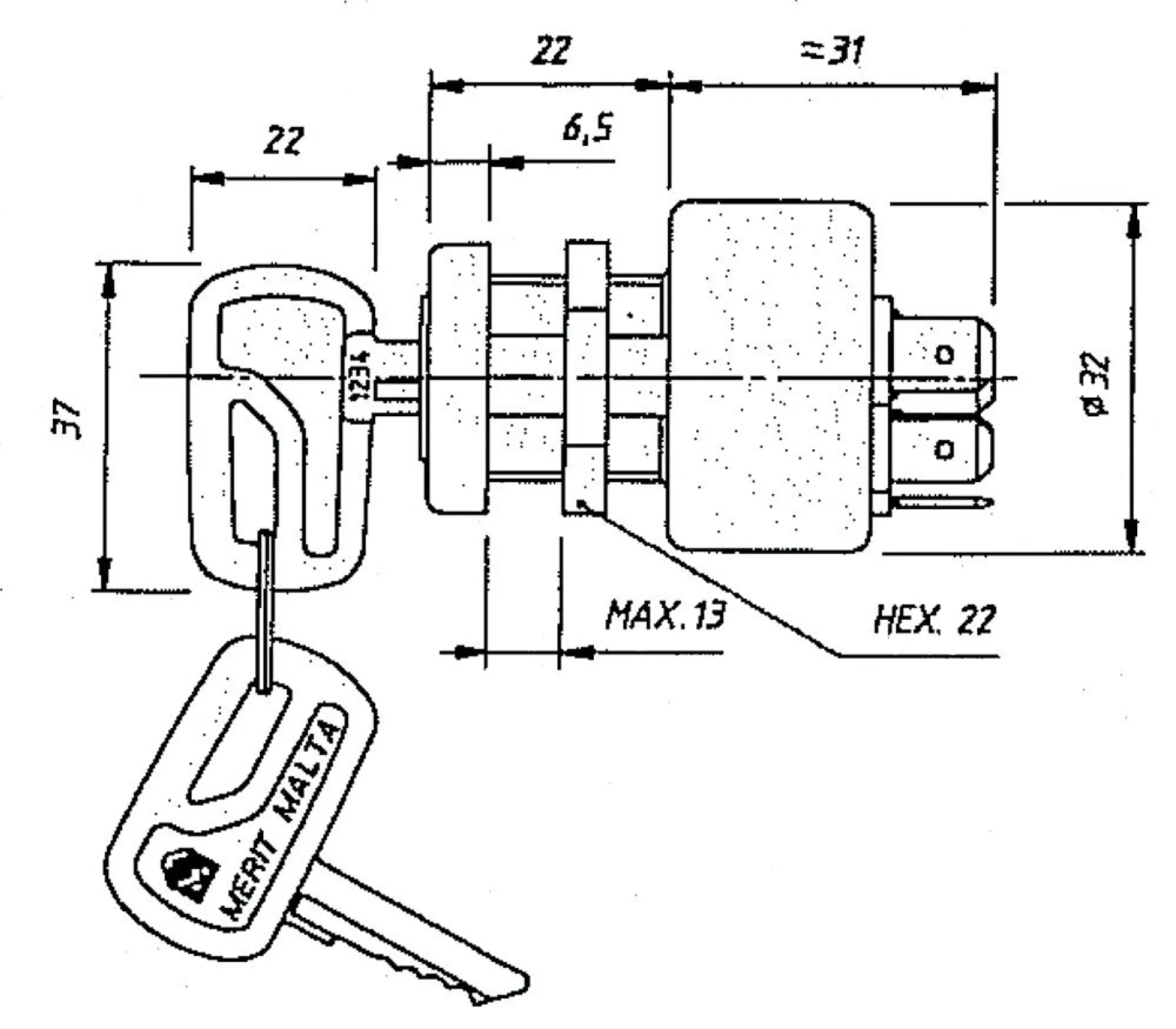 Merit Zünd-Startschalter P - 0 - 1 
