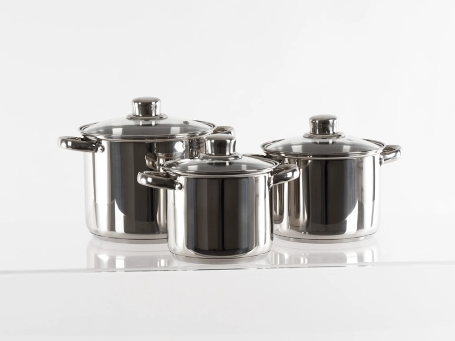 Set de casseroles en acier inoxydable Camp4 6 pièces avec couvercle en verre
