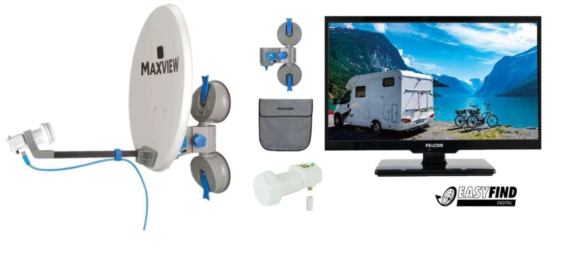Easyfind Maxview / Falcon Pro TV Camping Set 19 Zoll SAT Anlage inklusive LED TV