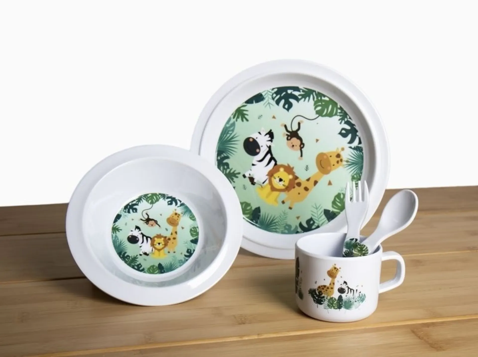 Set de vaisselle pour enfants SAFARI - Set de vaisselle en mélamine 5 pièces pour enfants