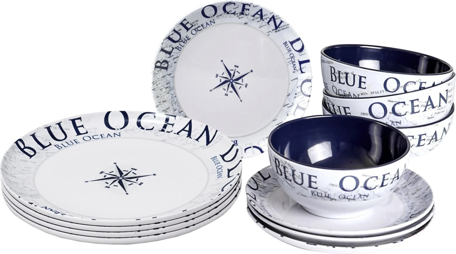 Brunner Midday Blue Ocean Melamin Geschirr-Set 12-tlg.