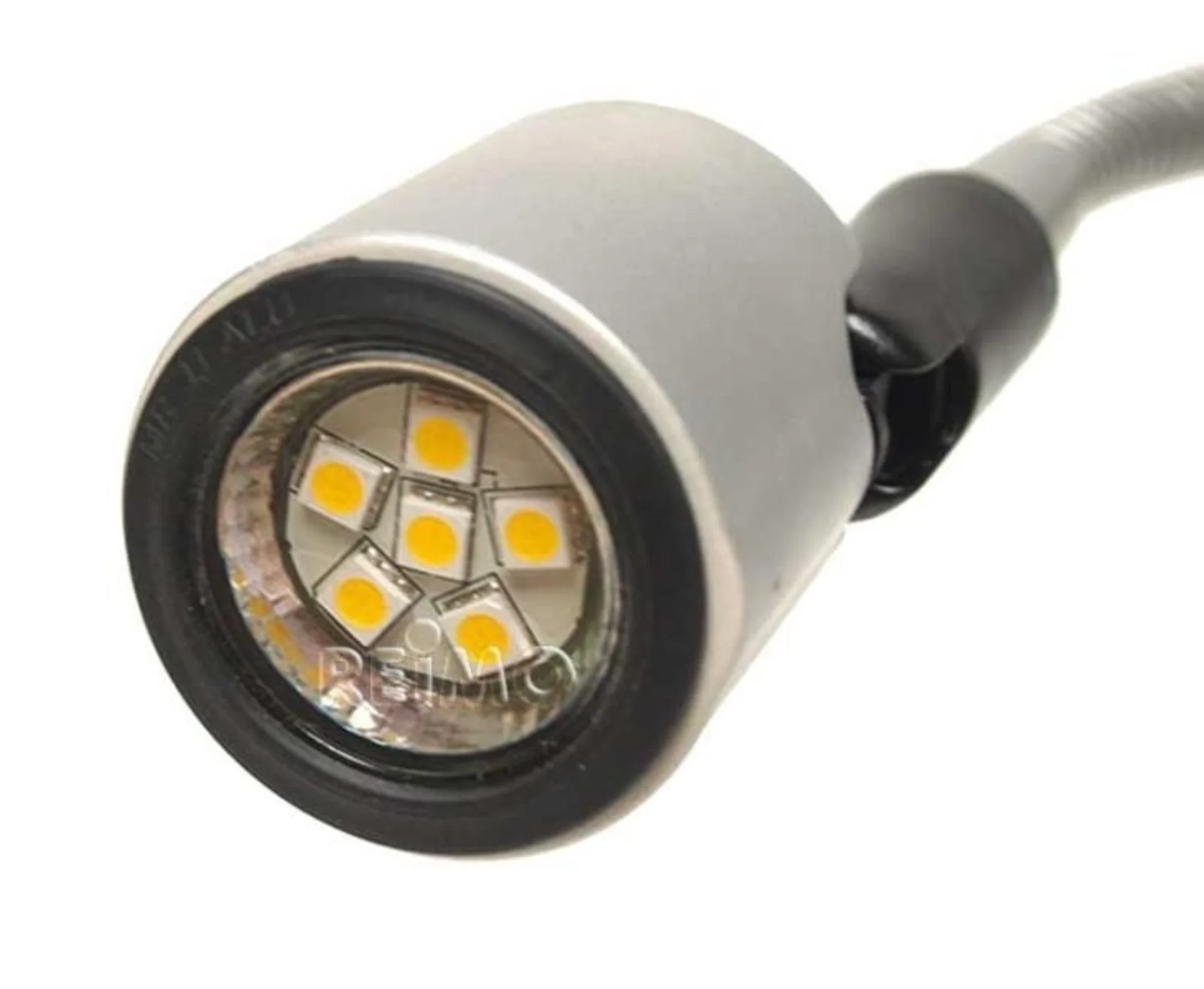 LED Schwanenhalsleuchte für den Festanbau - mattsilber - 130mm - 12V Cockpitleuchte / Leseleuchte