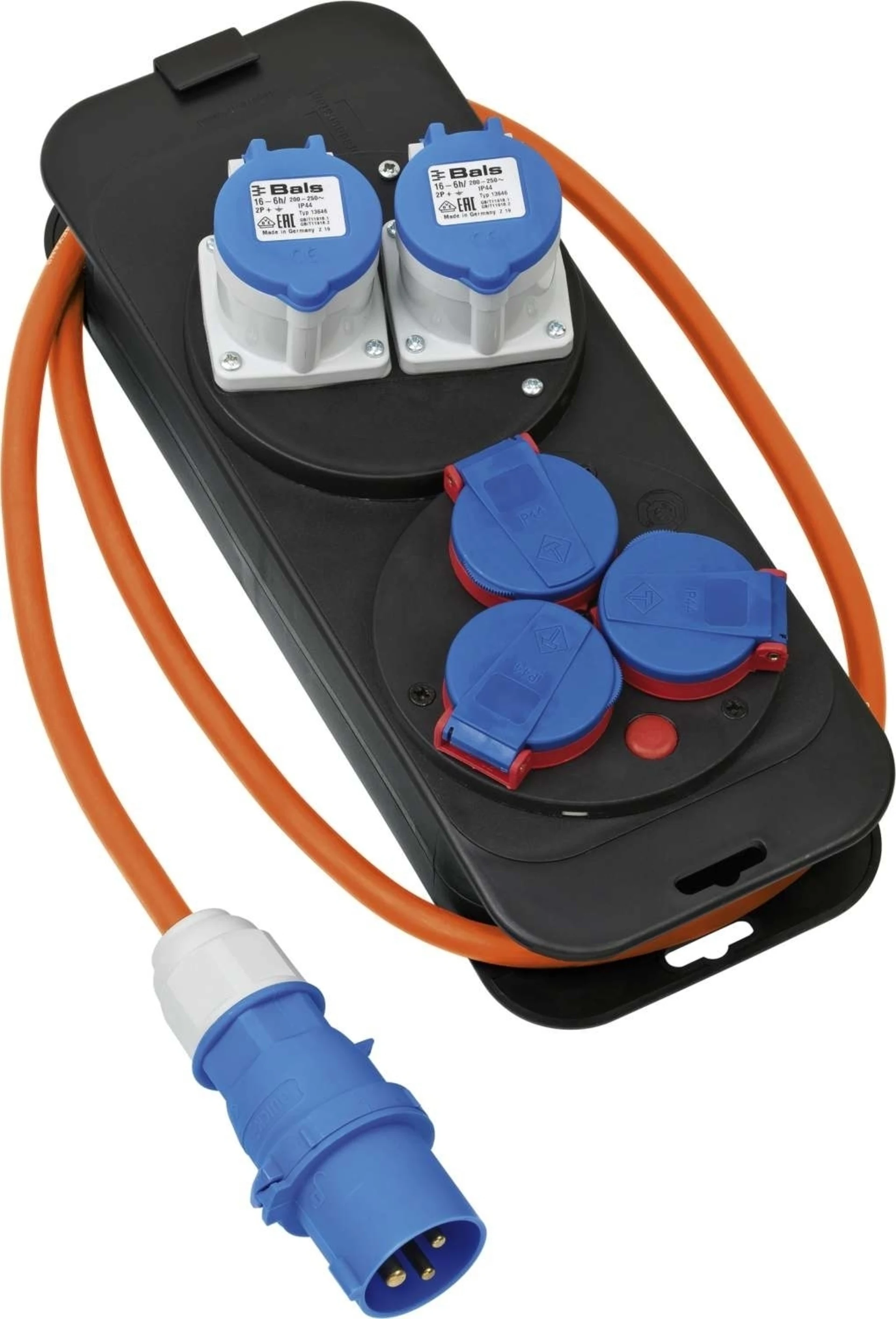 Brennenstuhl Camping Distributeur de courant 2xCEE230V 16A avec fiche CEE orange 1,5m