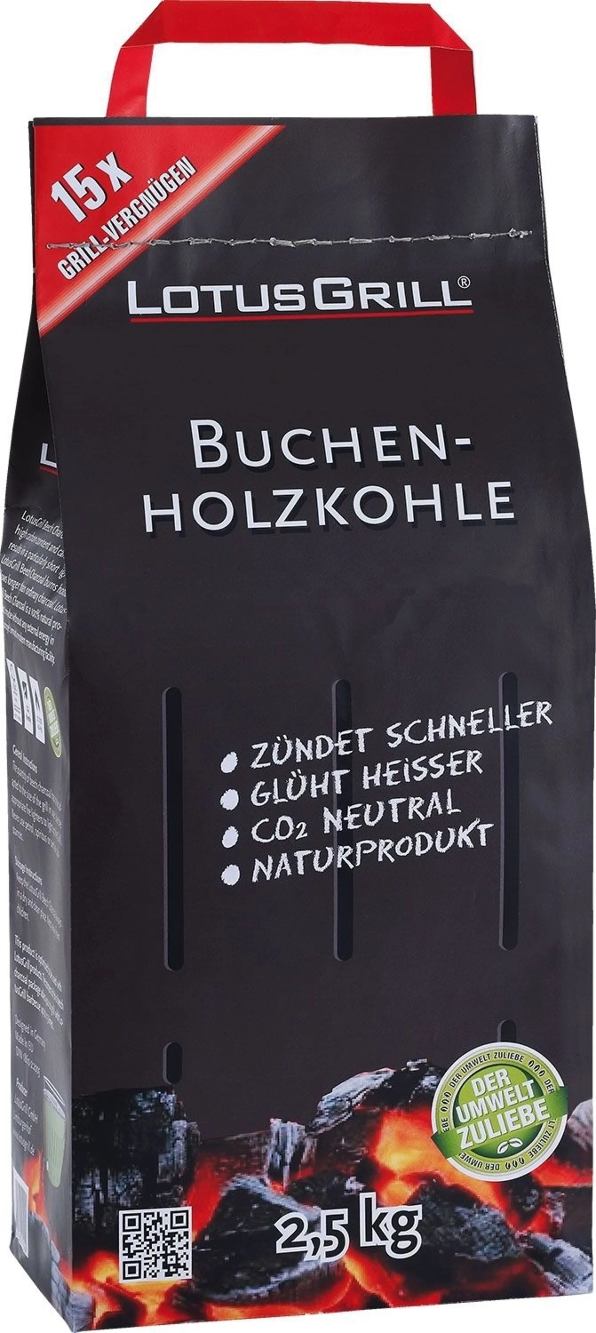 Charbon de hêtre Lotus pour barbecues au charbon de bois 2,5 kg