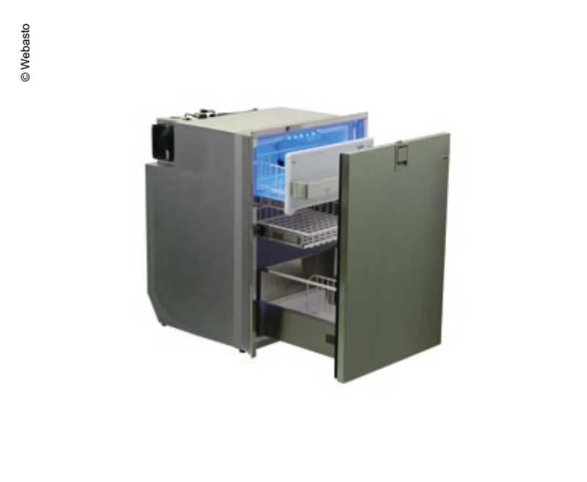 Edelstahl-Kompressorkühlschrank mit Schublade, AC/DC, 130 Liter Fassungsvermögen
