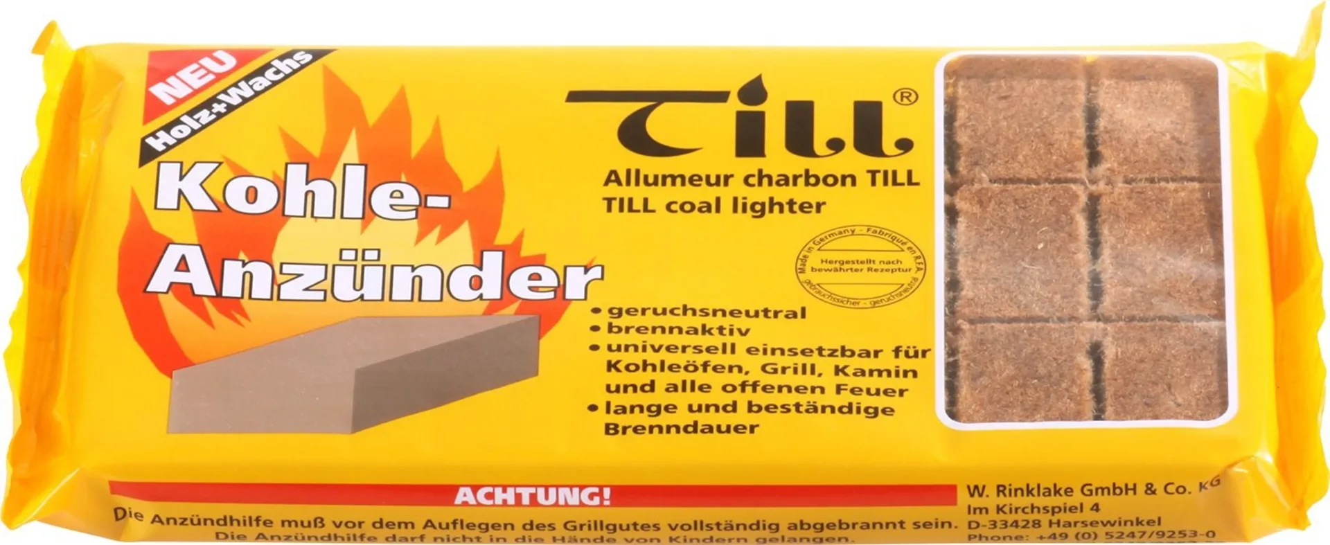 Till Grillanzünder Holz / Wachs 24 Stück