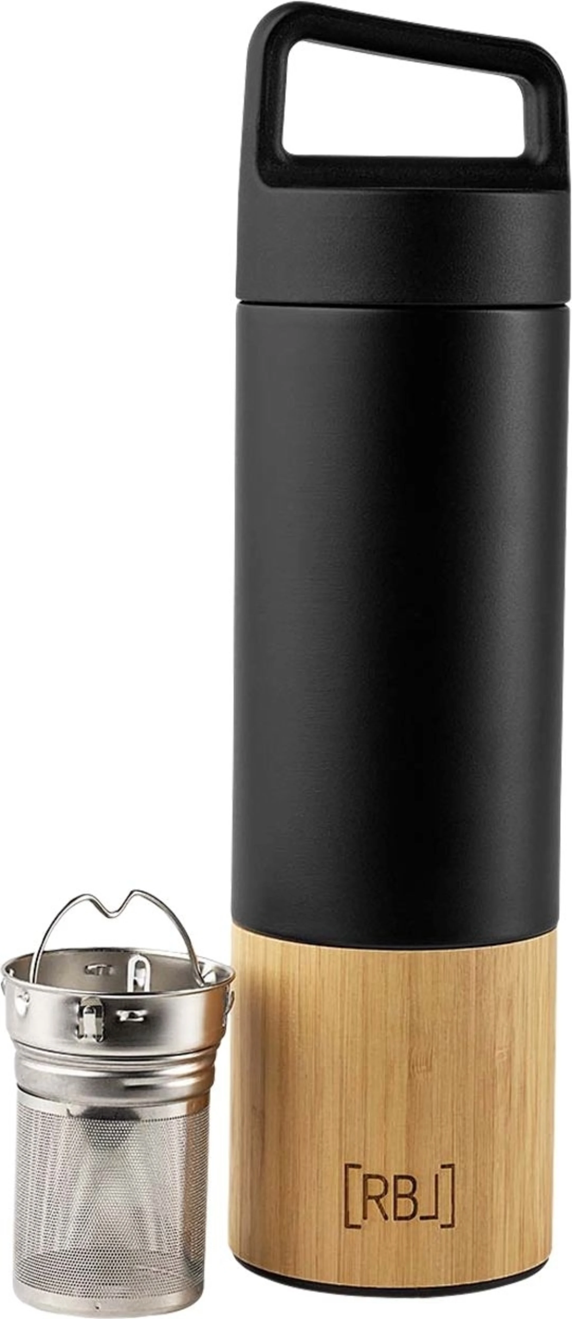 Rebel Outdoor Isolierflasche mit Teesieb 530 ml bambus schwarz