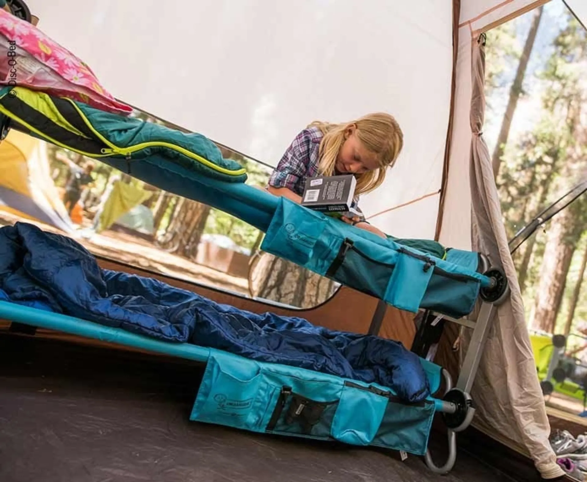 Lit superposé Kids-O-Bunk pour enfants en bleu - Lit de camping innovant pour le confort et le gain de place