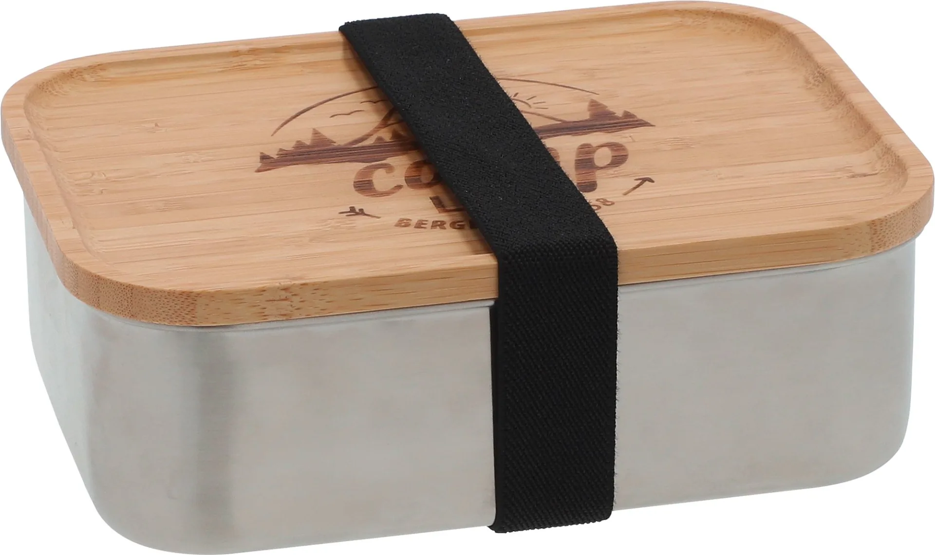 Camplife Edelstahldose mit Bambusdeckel und Gummiband 1200 ml