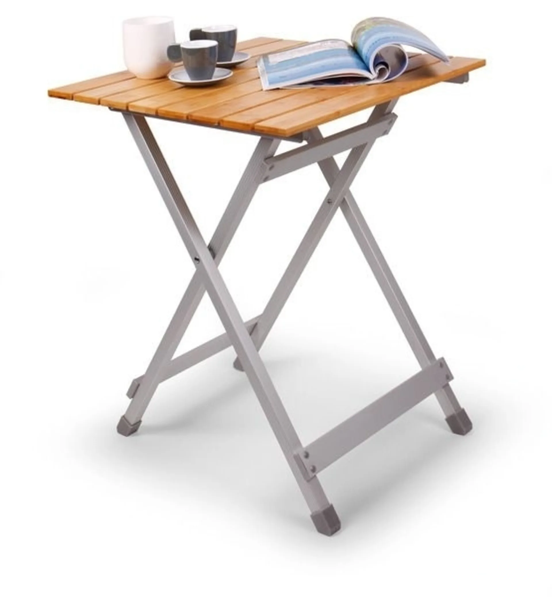 Table pliante avec plateau en bambou 50x50x60 cm