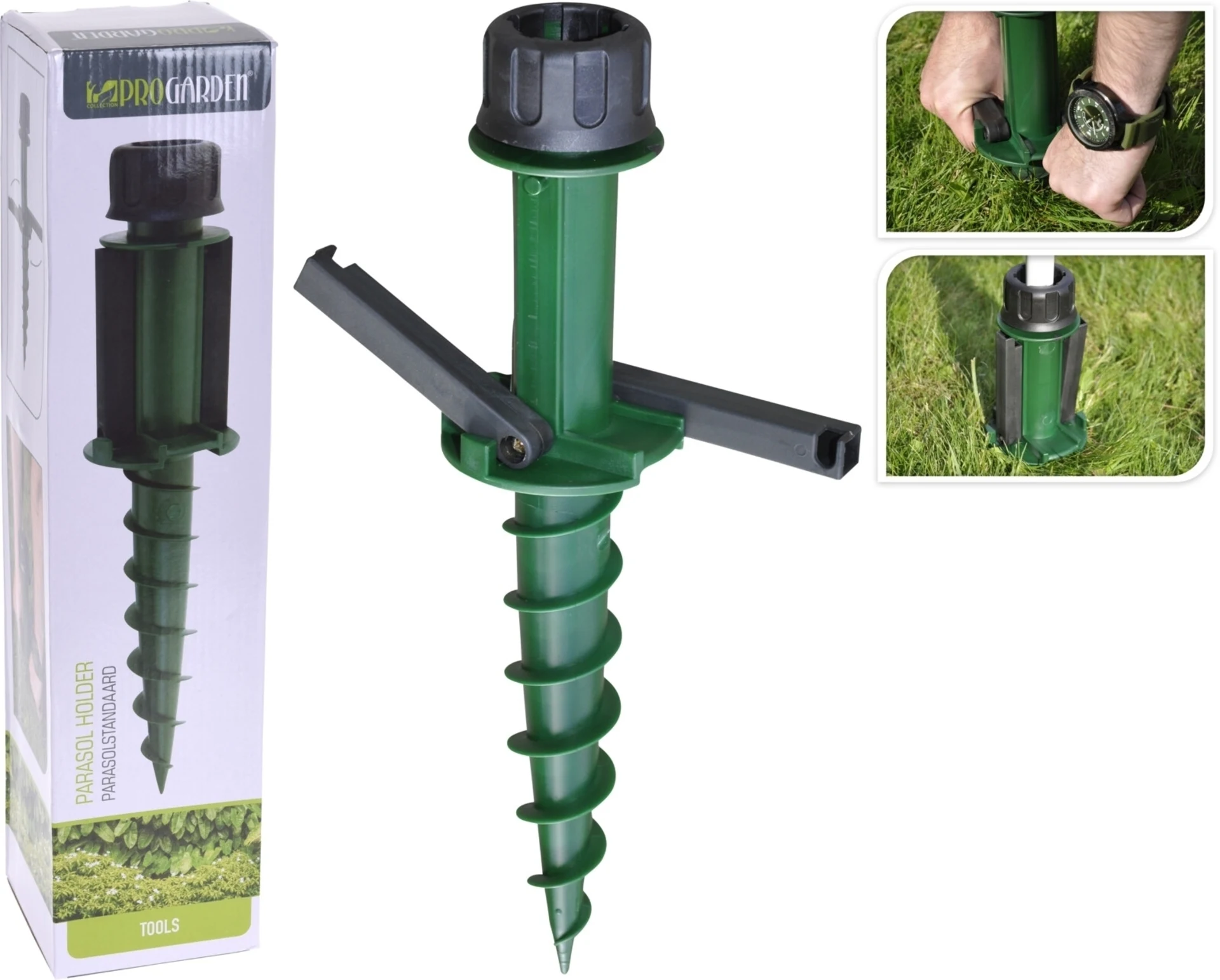 Schirmständer - Schraubmodell - grün/schwarz - für 22-33mm Pfosten