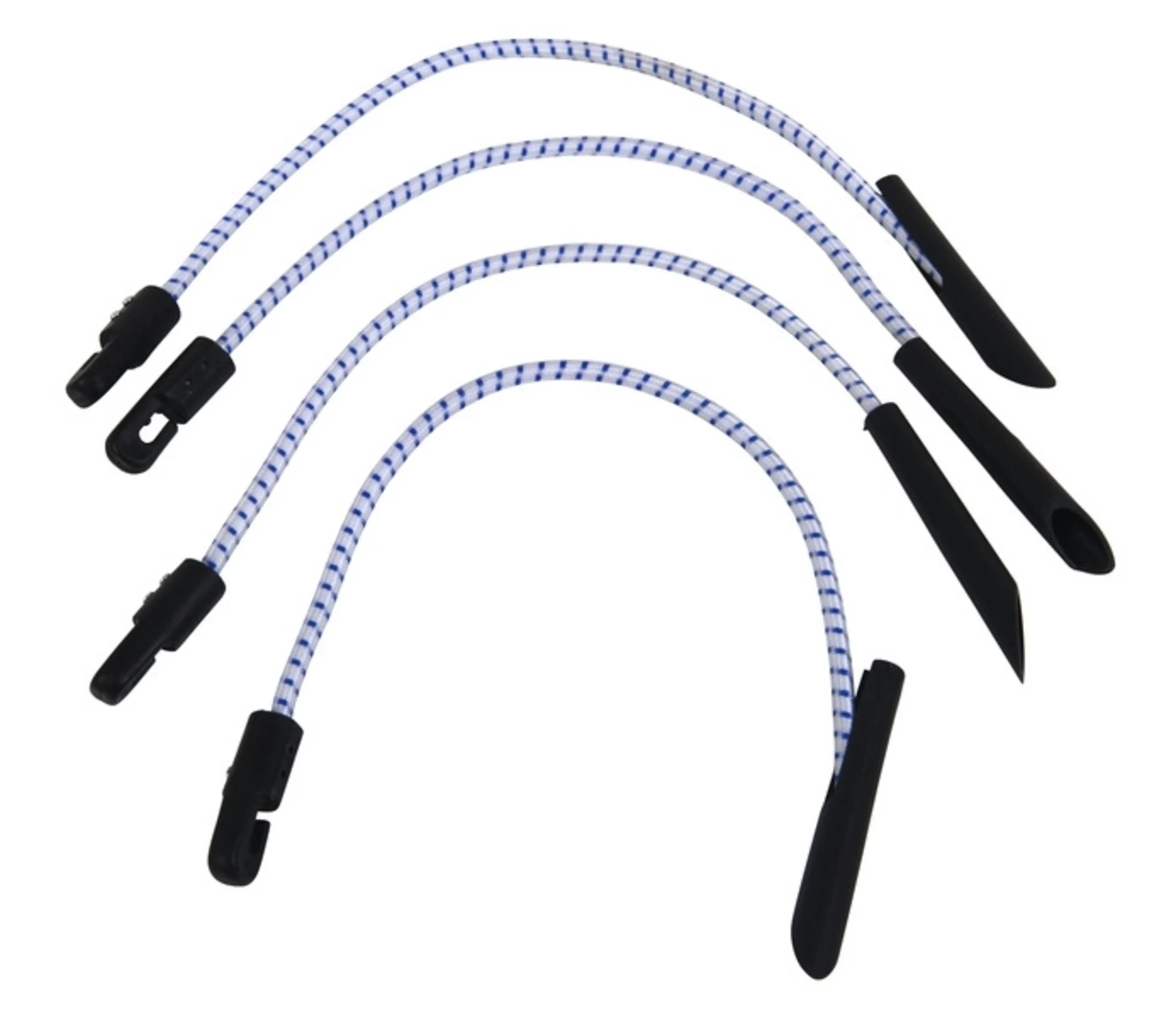 Tendeur en caoutchouc 35cm blanc avec crochets et capuchons de fixation, set de 4 en plastique
