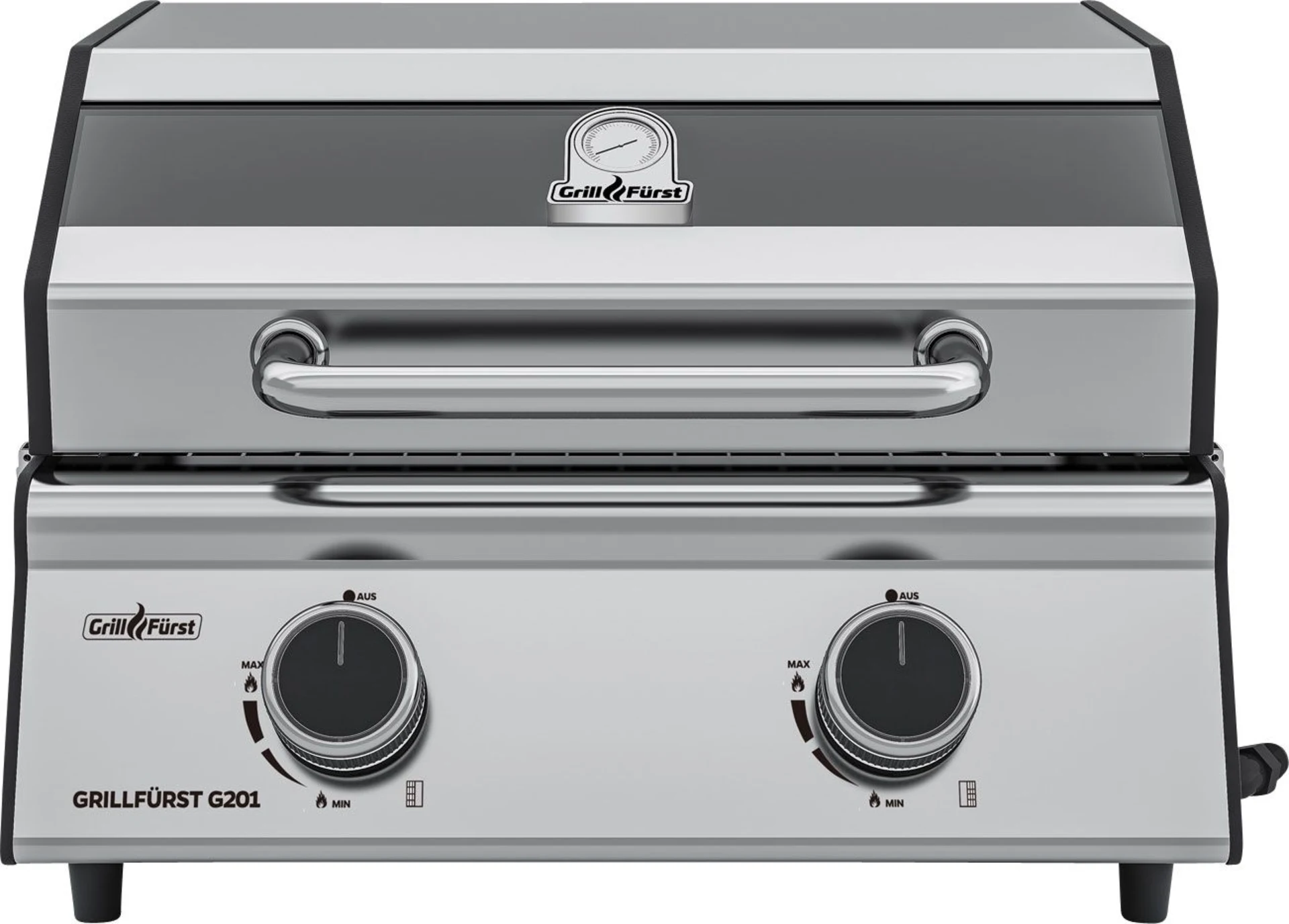 Grillfürst G201E gril à gaz portable en acier inoxydable, sac de transport inclus