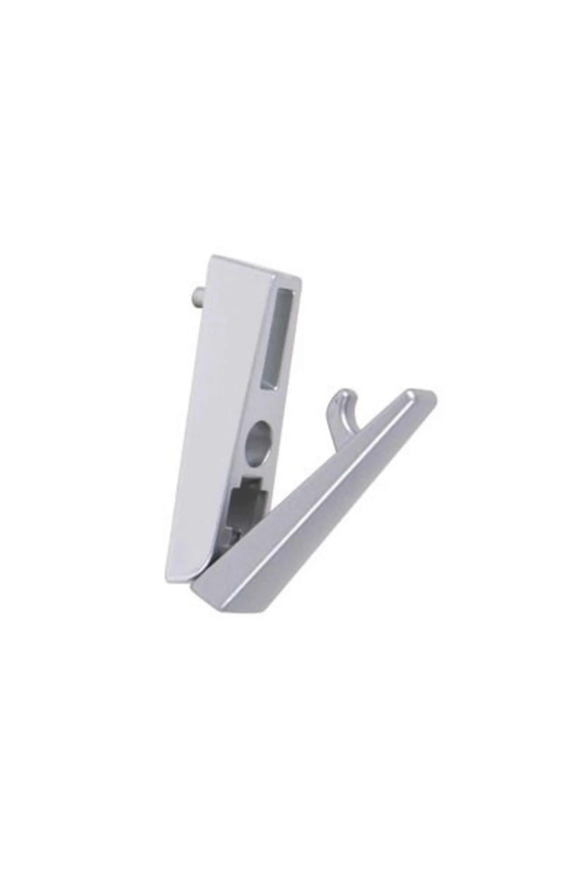 Einklappbarer Garderobenhaken aus Zamak mit silber mattem Finish und Kunstoffbasis