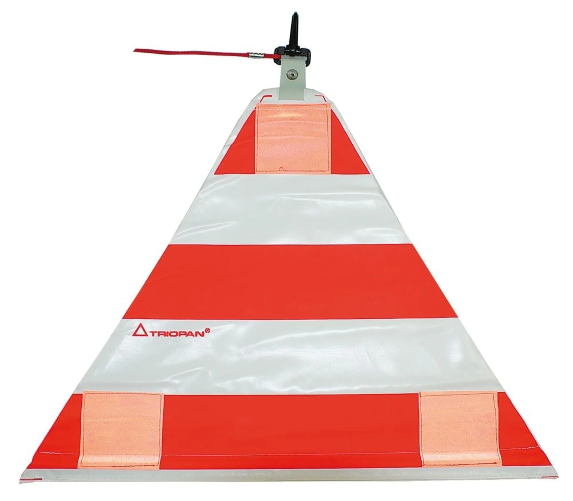 Triopan - Warnsignal, dreieckig, flach rt/ws Seitenlänge 50cm, mit Seil rot/weiss