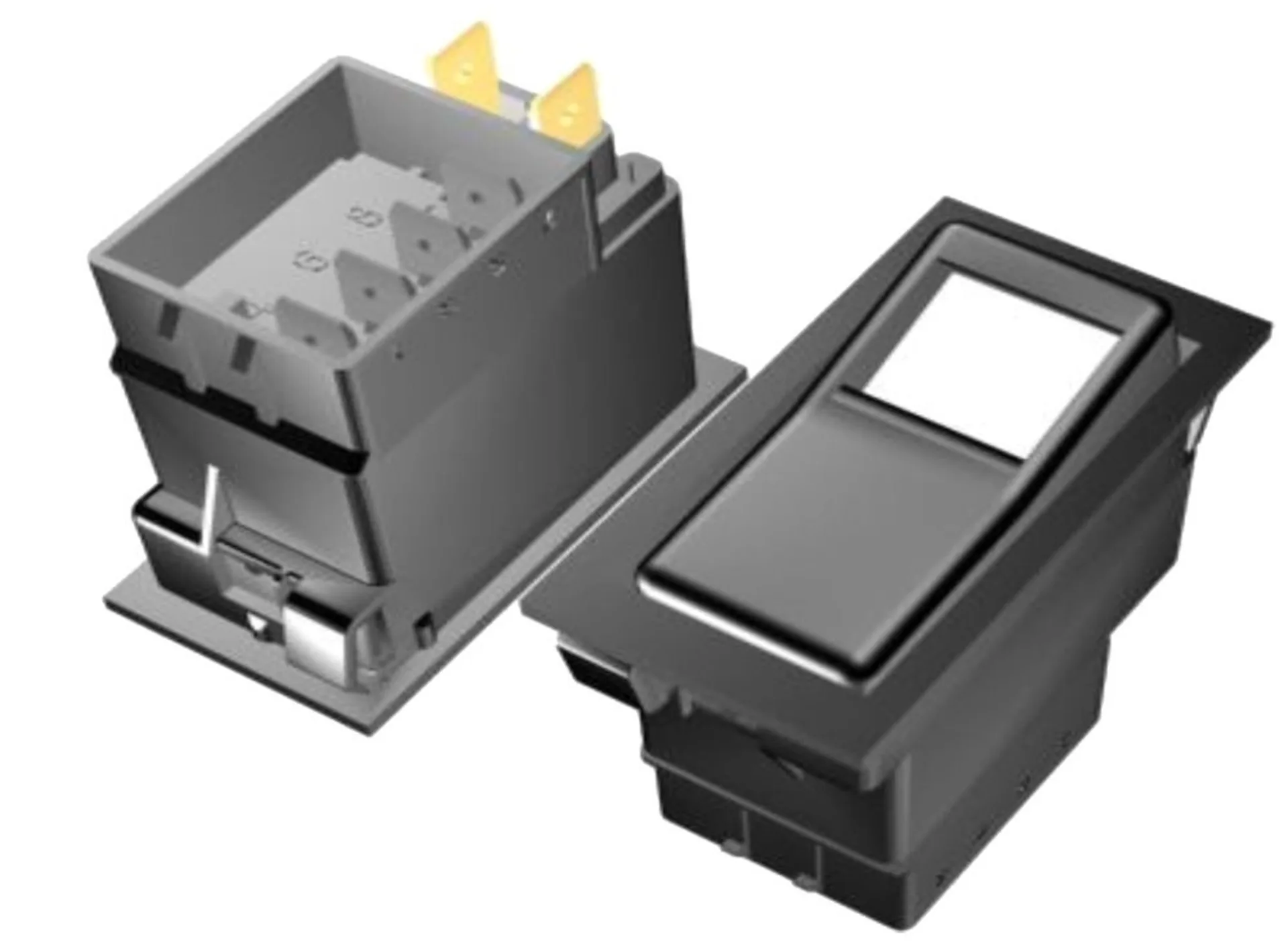Schalter ohne Symboleinsatz 44 x 22 mm / 0 - 1 - 2 / Bel. 24 V (B) Schalter ohne Symboleinsatz 44 x 22 mm / 0 - 1 - 2 / Bel. 24 V (B)