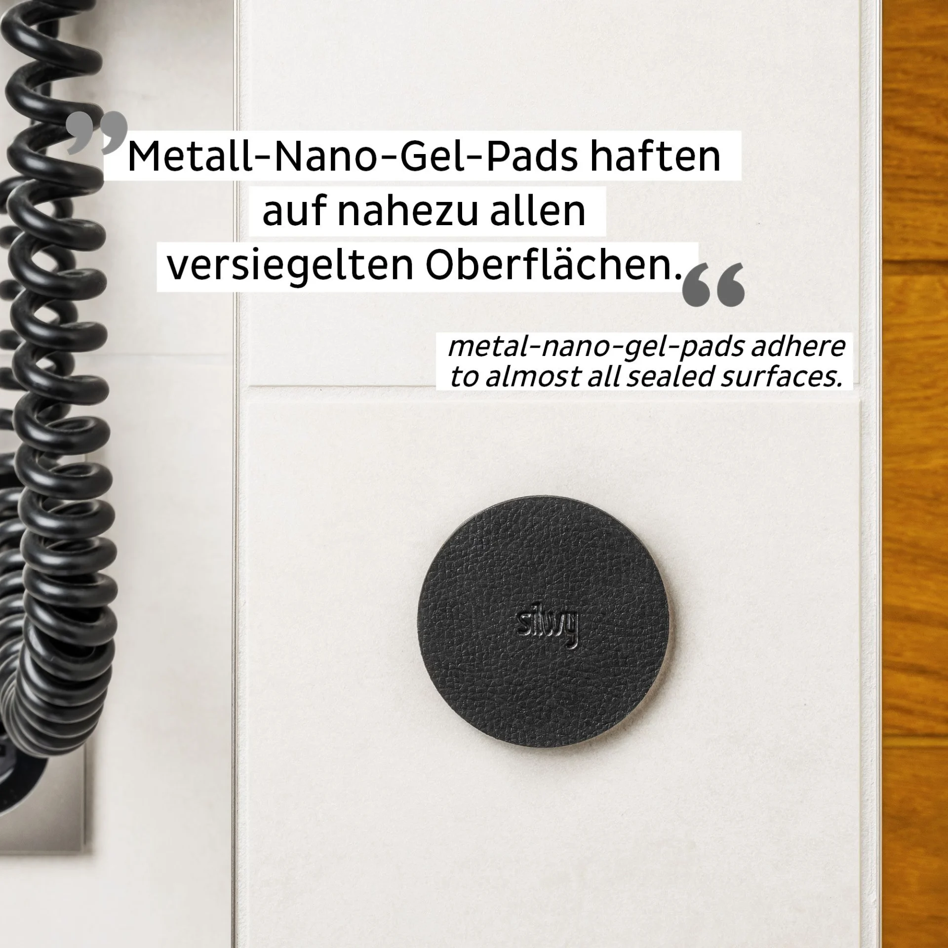 silwy® Magnet-Haken "SPOT" inkl. Metall-Nano-Gel-Pad BLACK